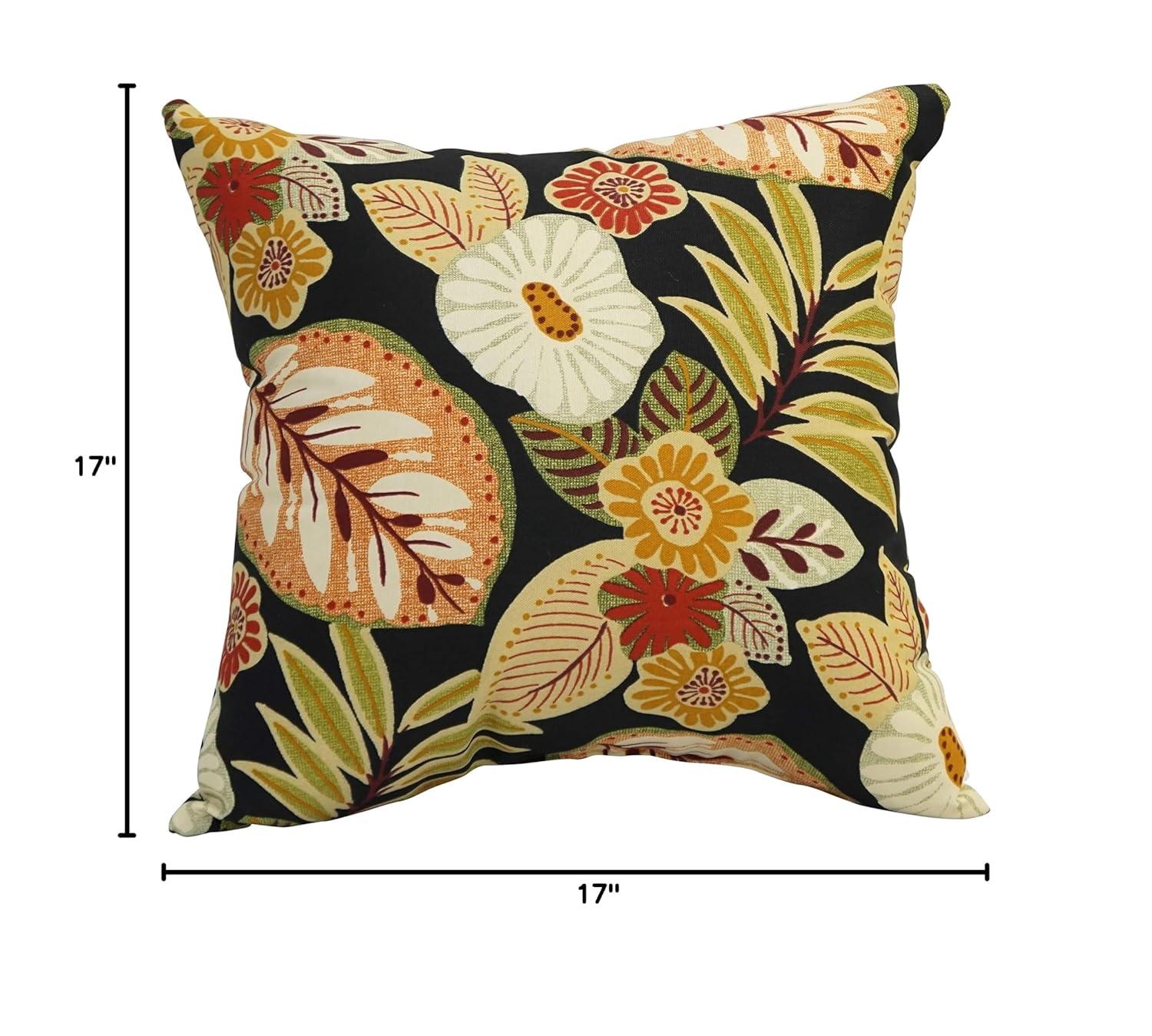 Blazing Needles Outdoor Cushion Collection Floral Indoor/Outdoor Reversible Throw Pillow (Set of 4)