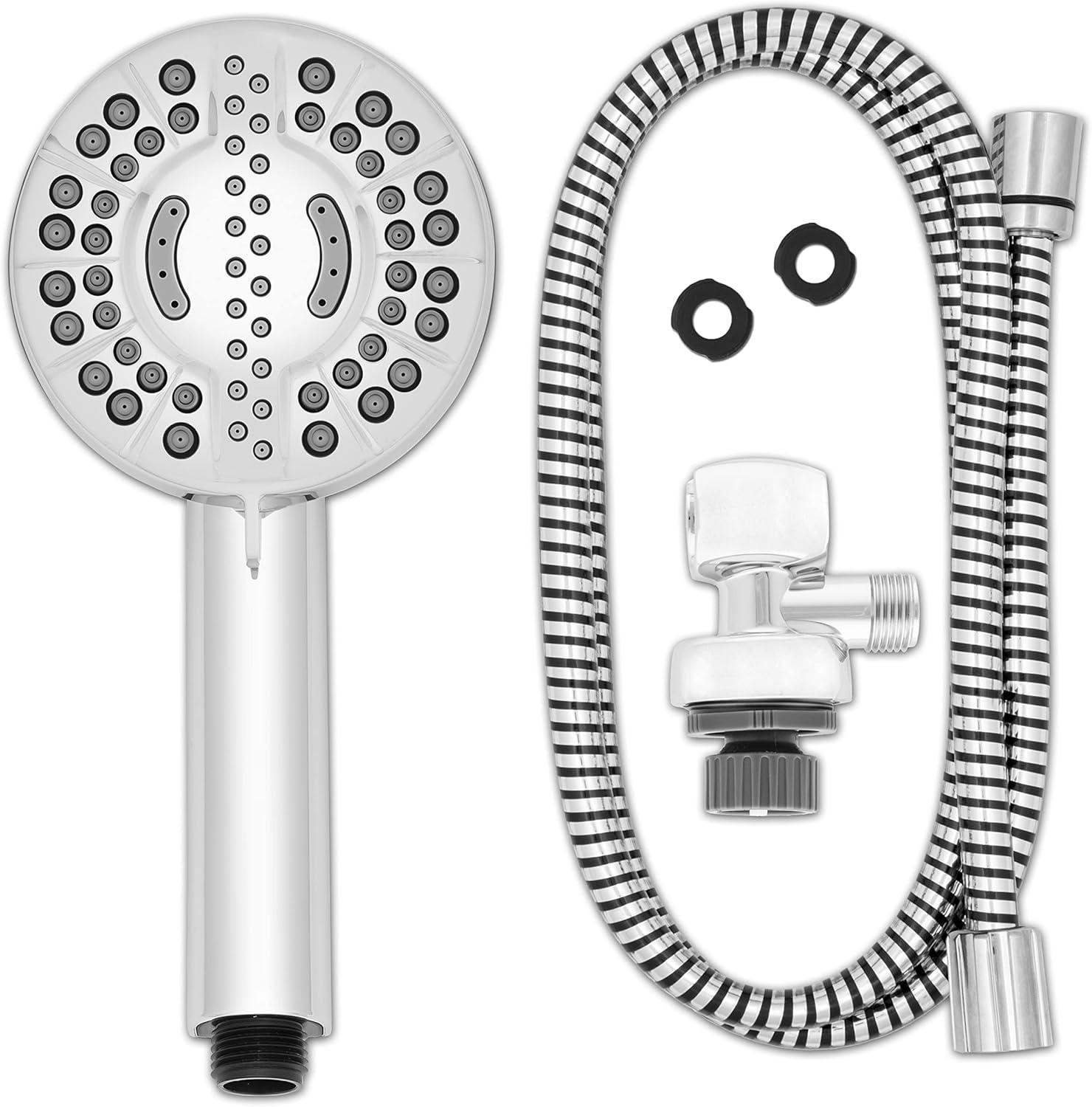 Chrome Handheld Shower Head with 7 Spray Functions