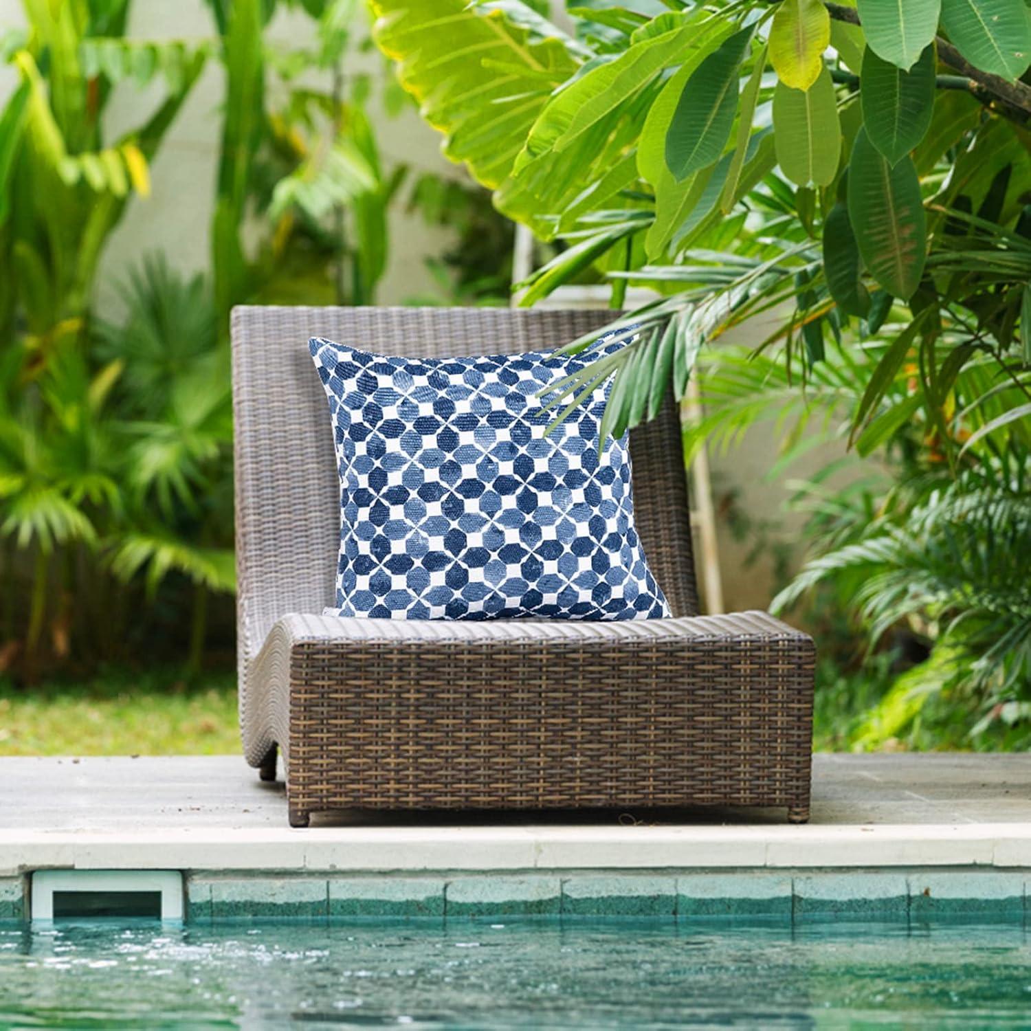 Blue Geometric Pattern Square Outdoor Cushion Set