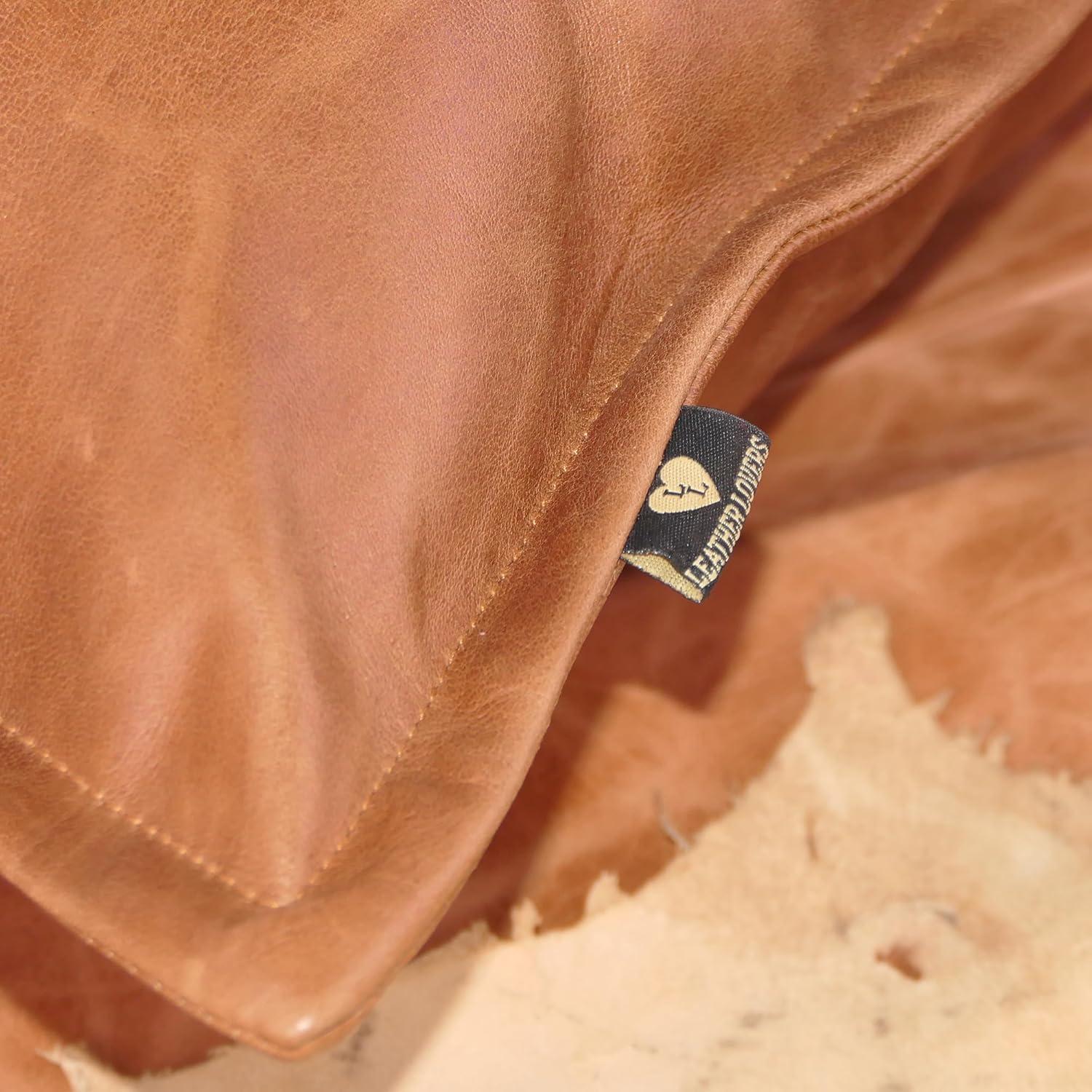 Hilason Set Of 2 Genuine Antique Vintage  Leather Pillow Cushion Cover