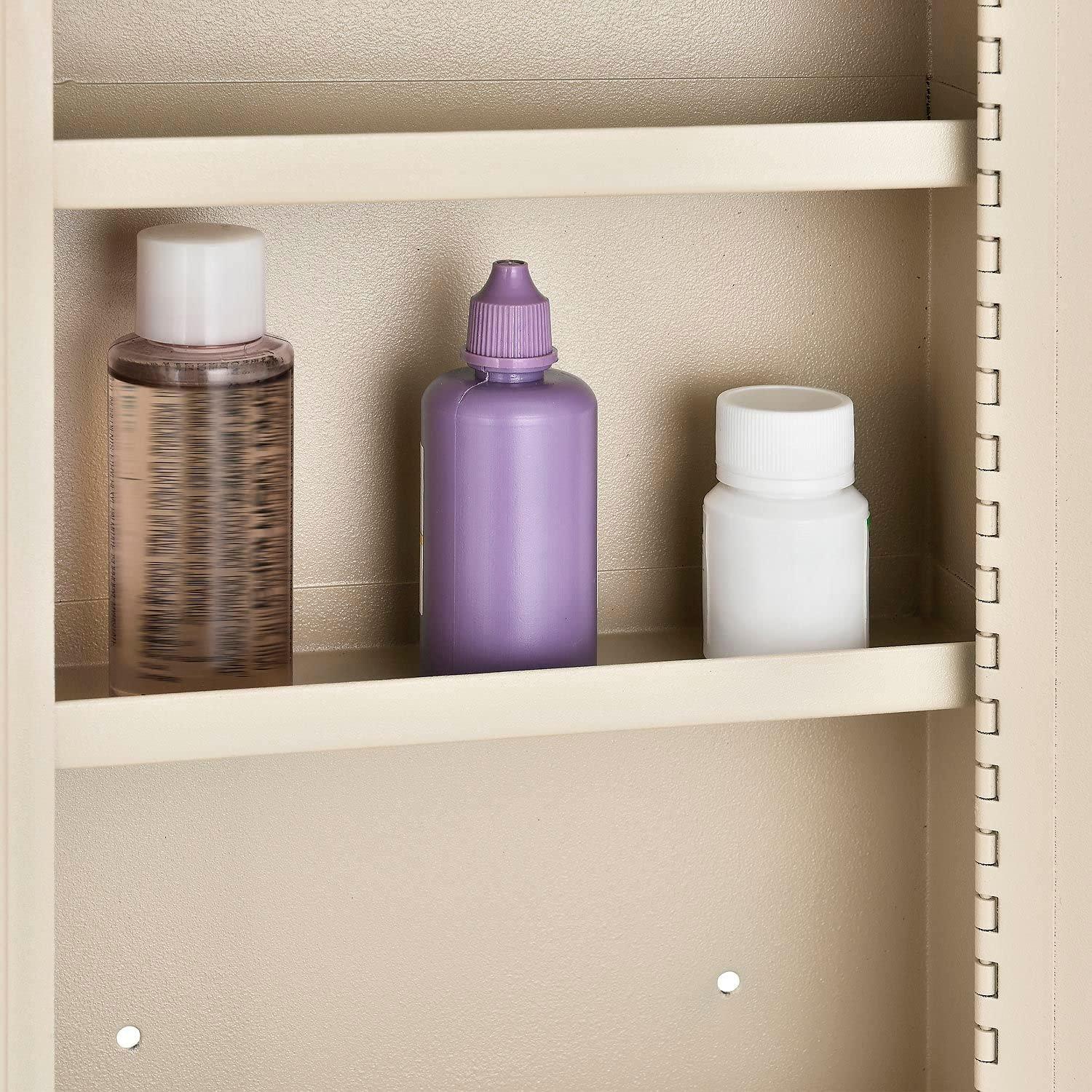 Global Industries  Medical Security Cabinet with Double Key Locks - Beige - 8 x 2.63 x 12.13 in.