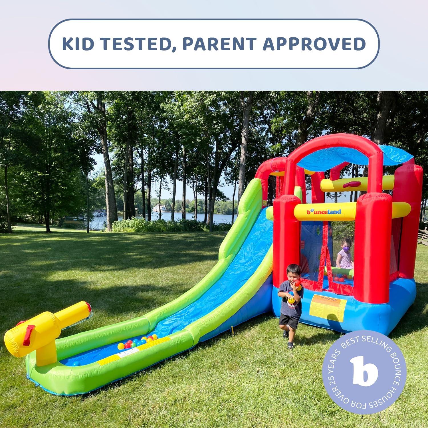 Bounceland Inflatable 8.5' x 17.5' Bounce House Water Slide and Air Blower