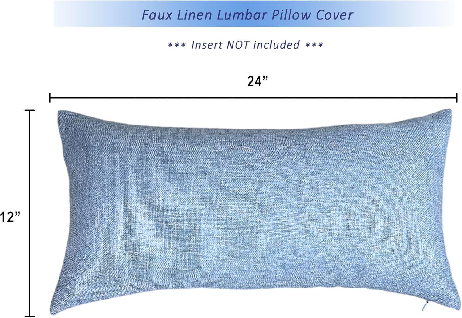 Aiking Home Woven Fine Faux Linen Throw Pillow Cover, size 12"x24", Baby Blue