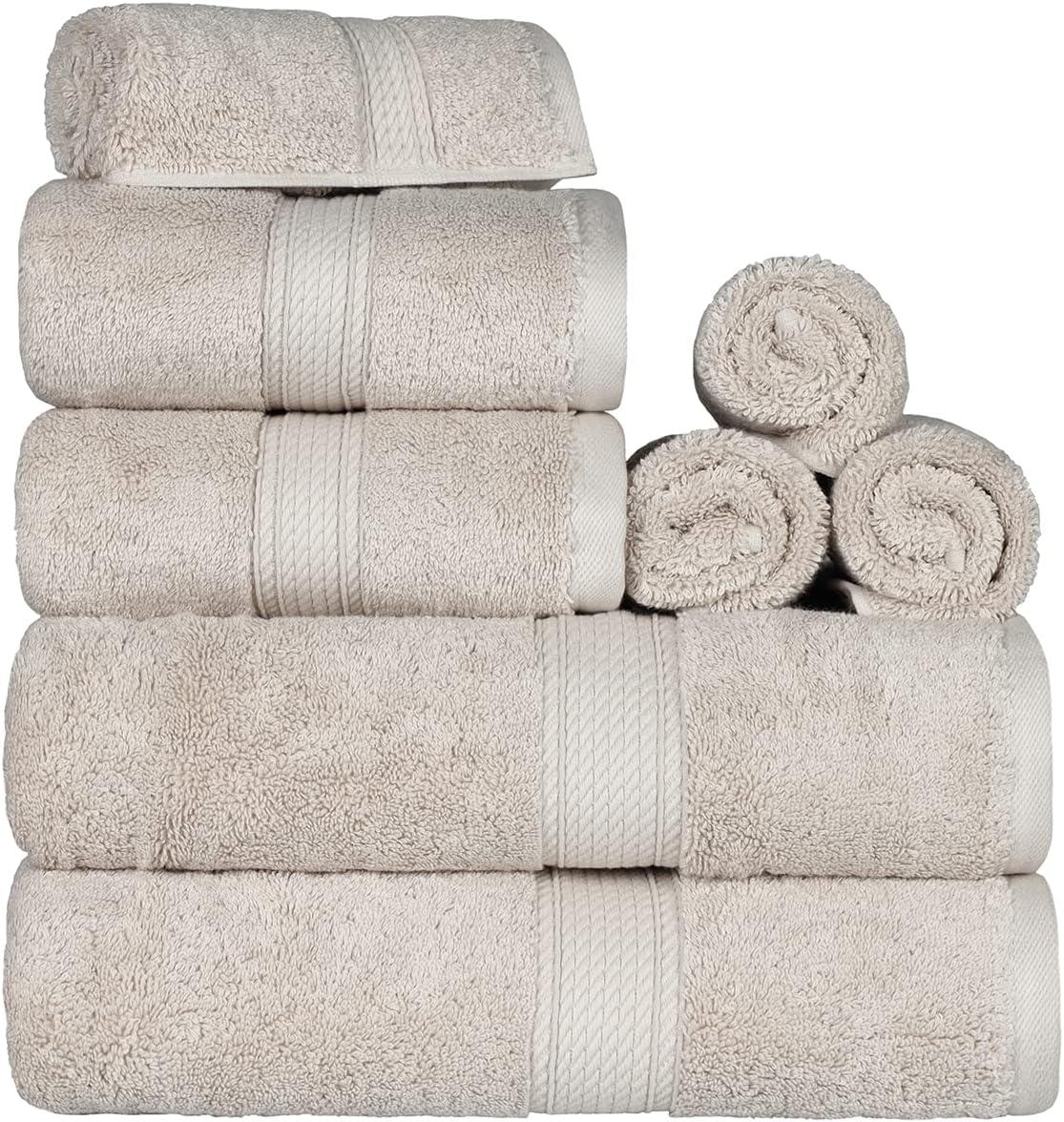 Ultra Soft Stone Egyptian Cotton 8-Piece Towel Set