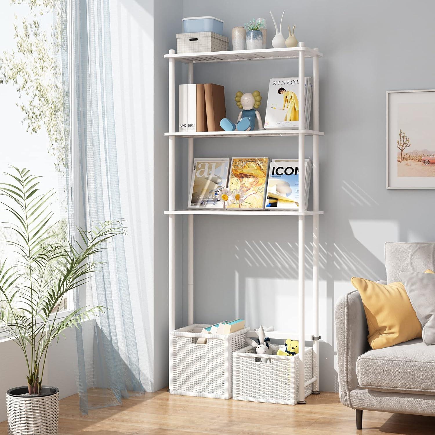 White Adjustable Bamboo Over-the-Toilet Storage Shelf