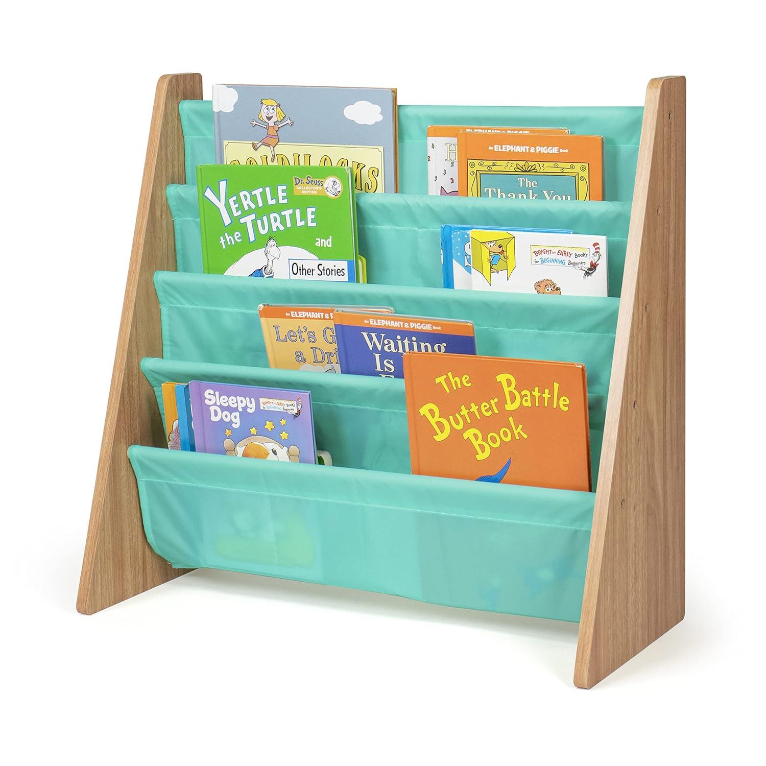 Humble Crew Kids' Bookshelf 4 Tier Book Organizer Seafoam Green/Natural