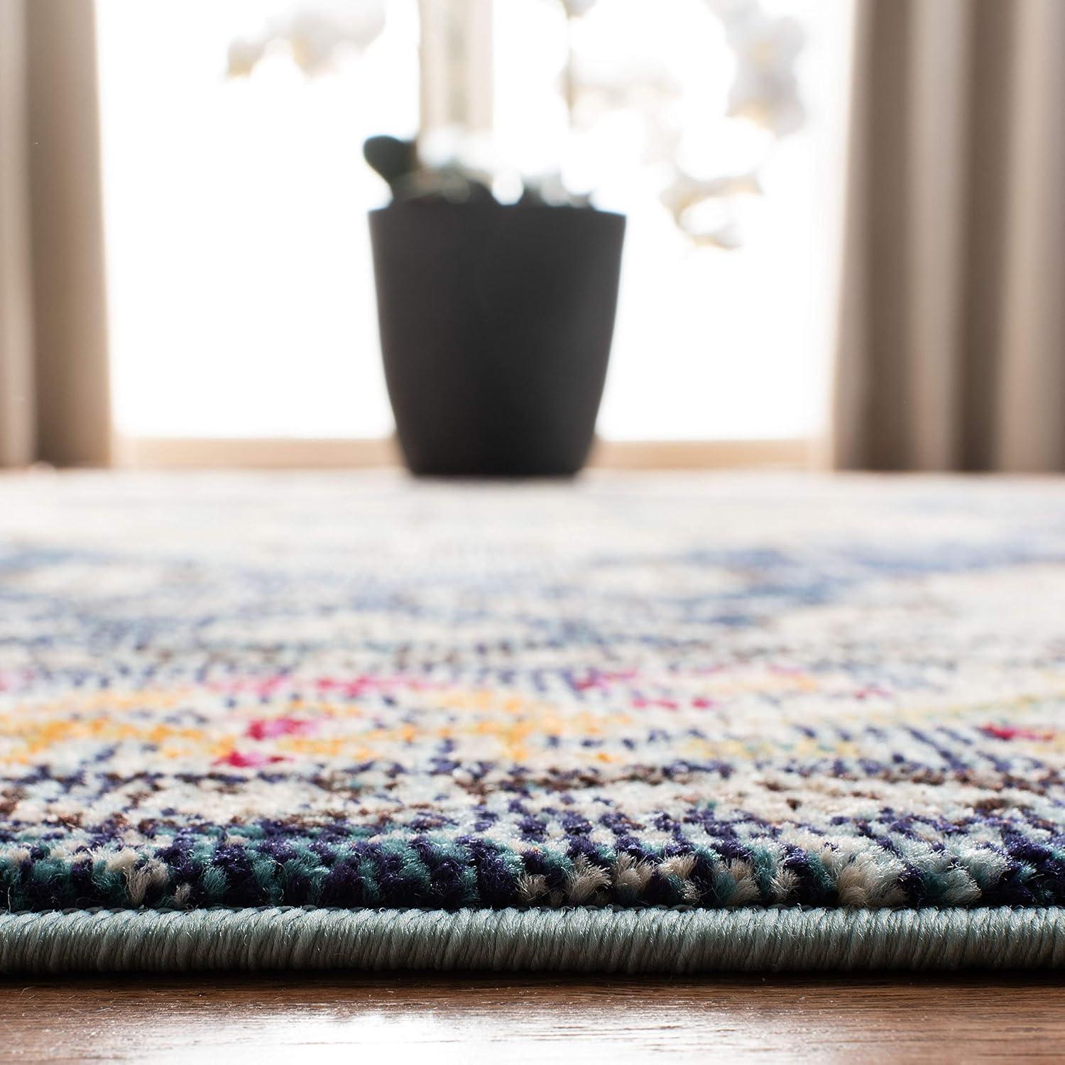 Monaco MNC243 Power Loomed Indoor Accent Rug - Navy/Light Blue - 3'x3' - Safavieh