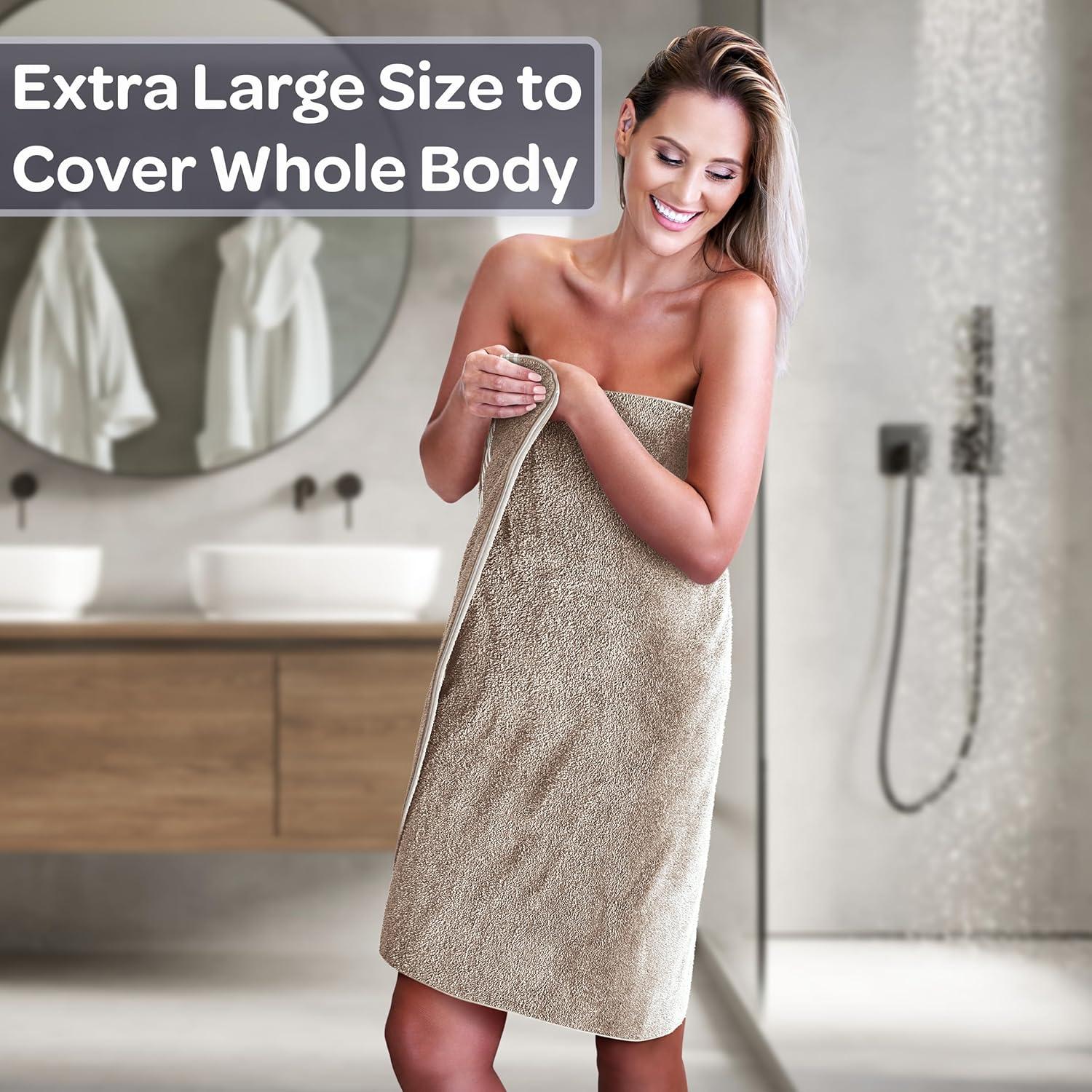 Lavish Home 35x70 Luxury Cotton Bath Towels, Beige