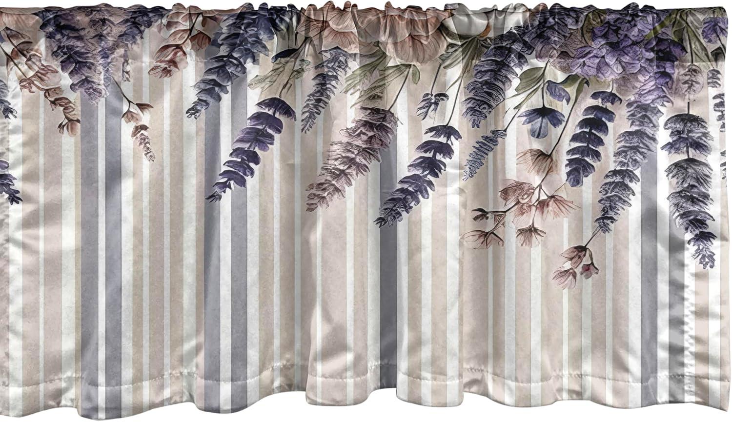Ambesonne Ambesonne Lavenders Valance Pack of 2 Modern Vertical Stripes Pale Mauve Dark Indigo