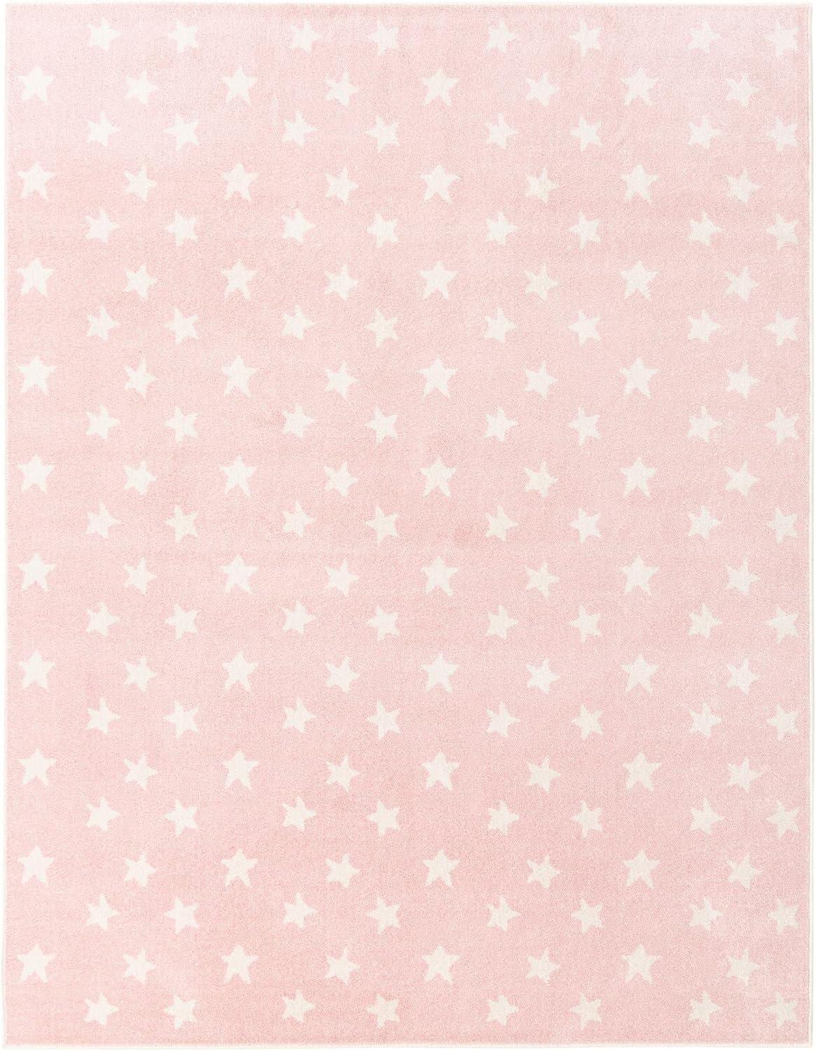 Unique Loom Whimsy Stars Baby Pink/Ivory Kid Rug