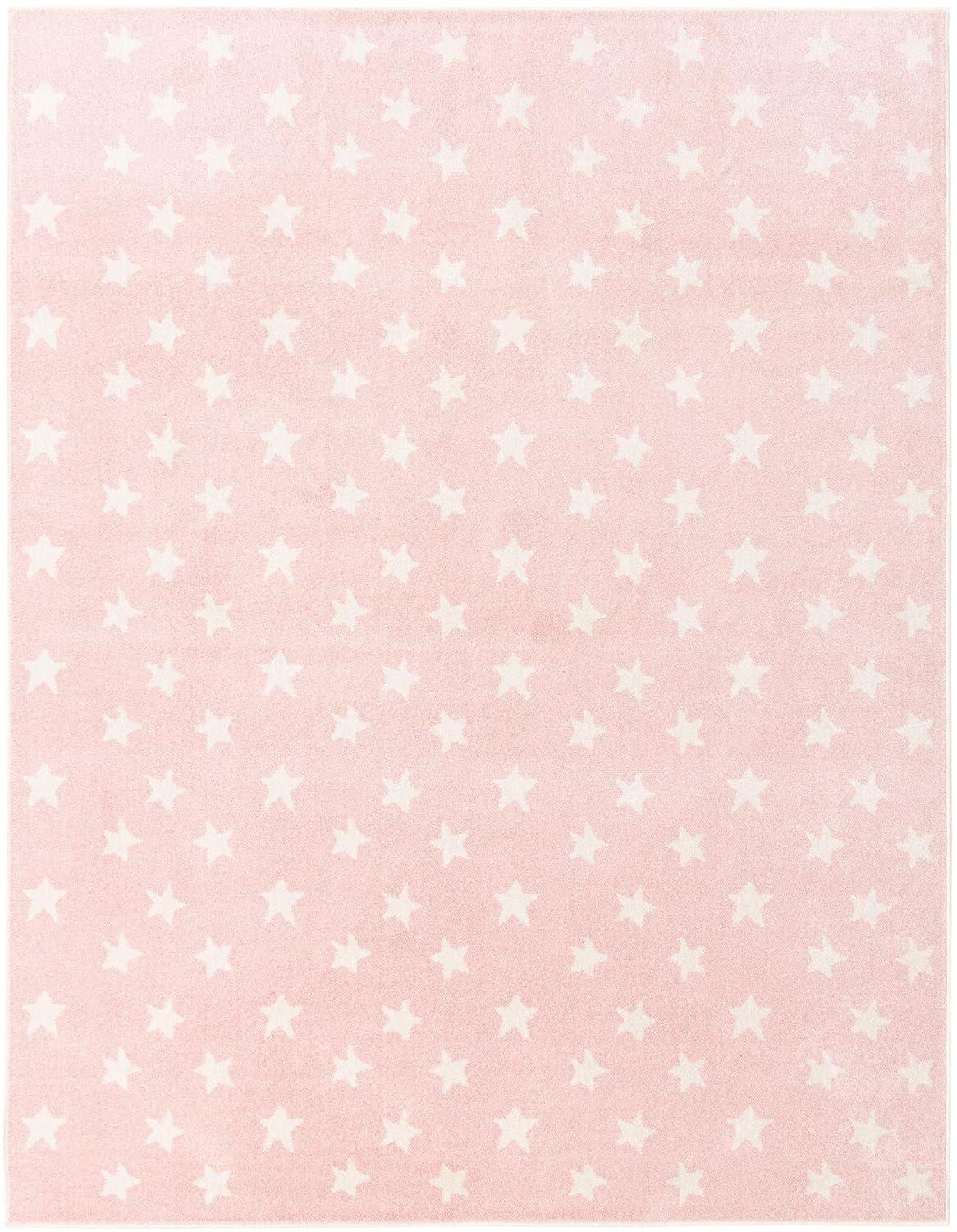 Unique Loom Whimsy Stars Baby Pink/Ivory Kid Rug