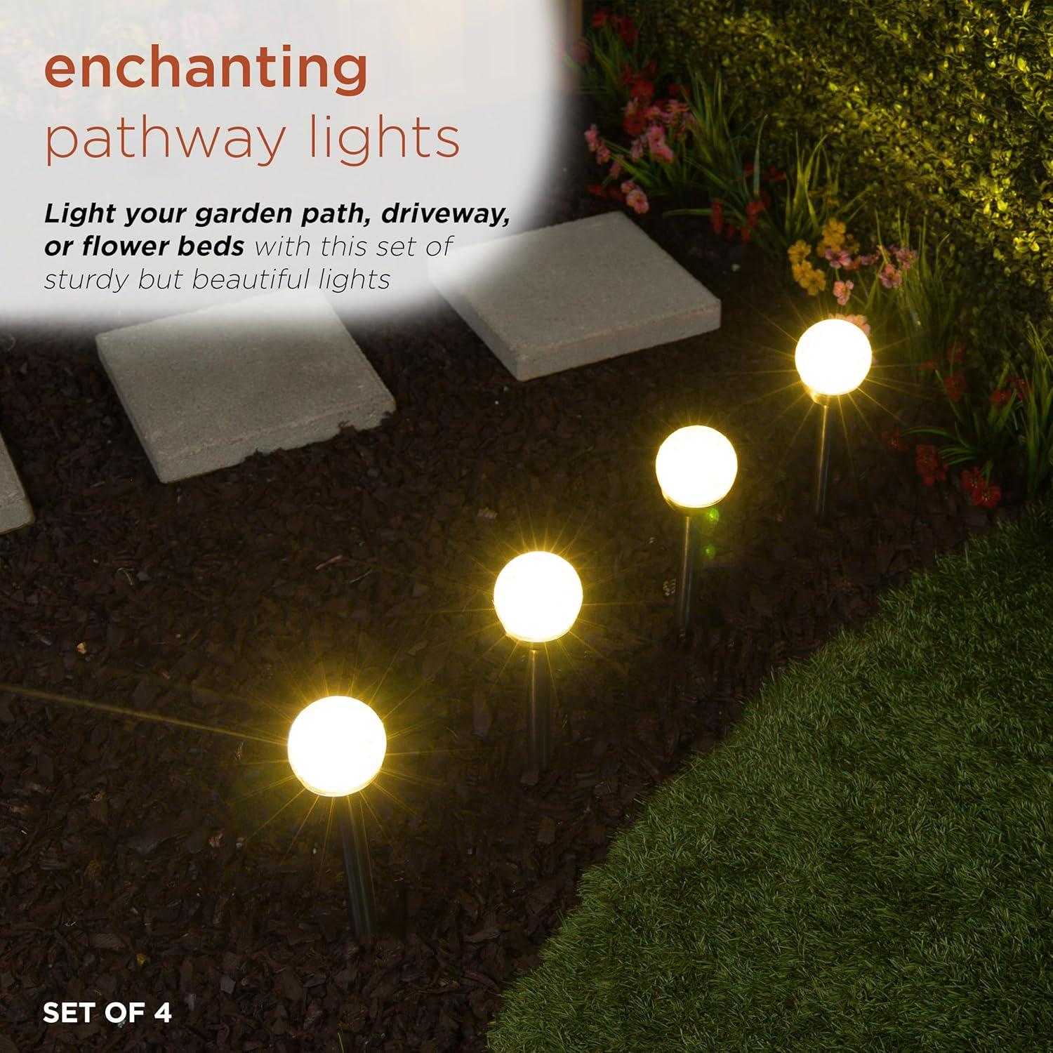 15"H Solar Glass Ball Color Changing LED Lights (Set of 4)