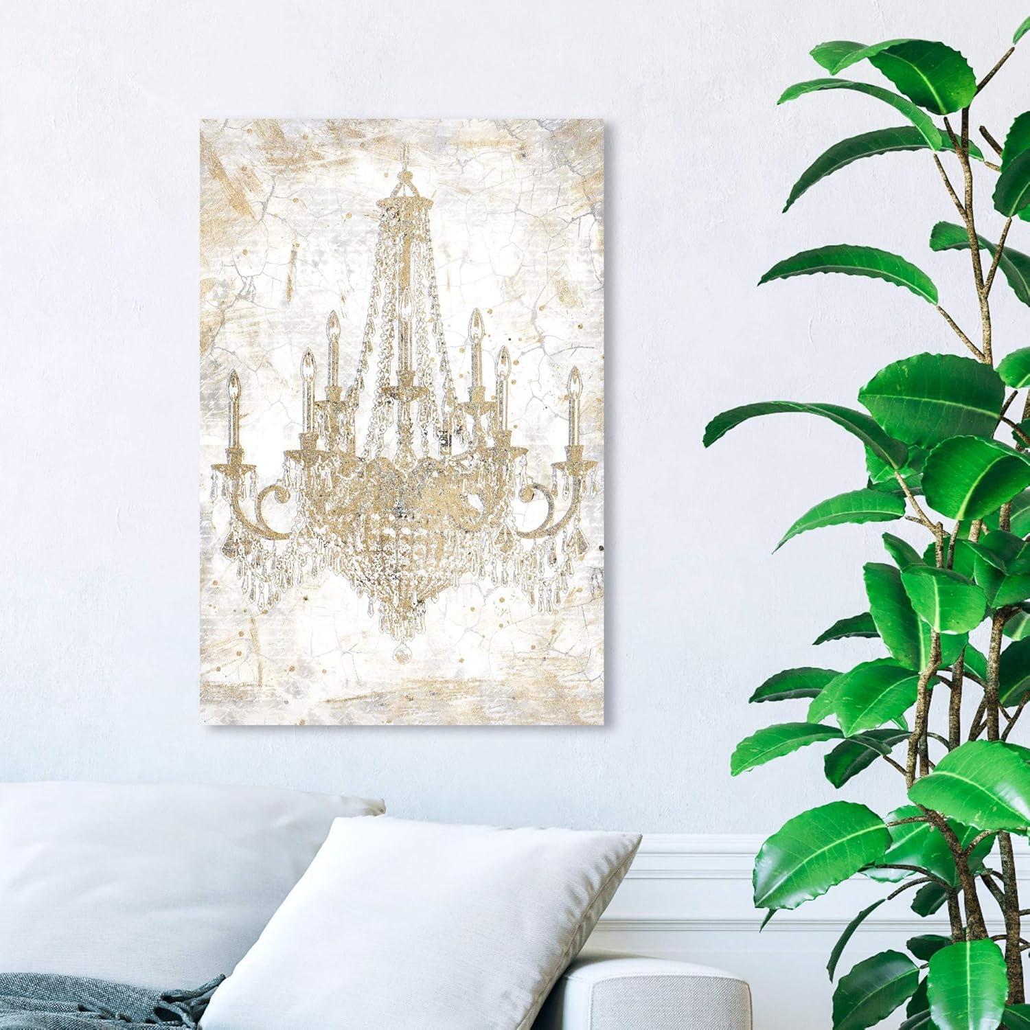 Oliver Gal Prints Fashion And Glam " Fashion And Glam White And Gold Chandelier " by Oliver Gal
