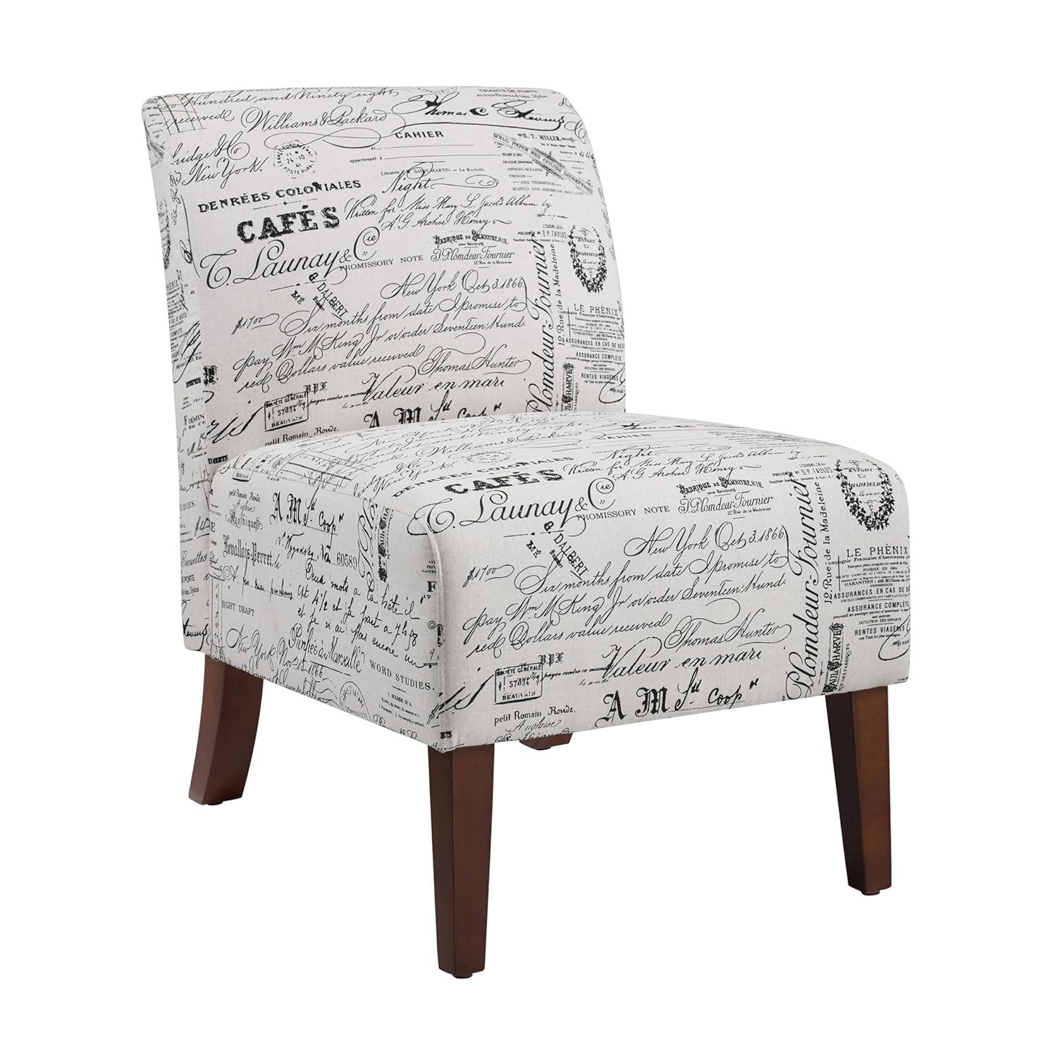 Lily Traditional Slipper Upholstered Sailing Accent Chair Script - Linon