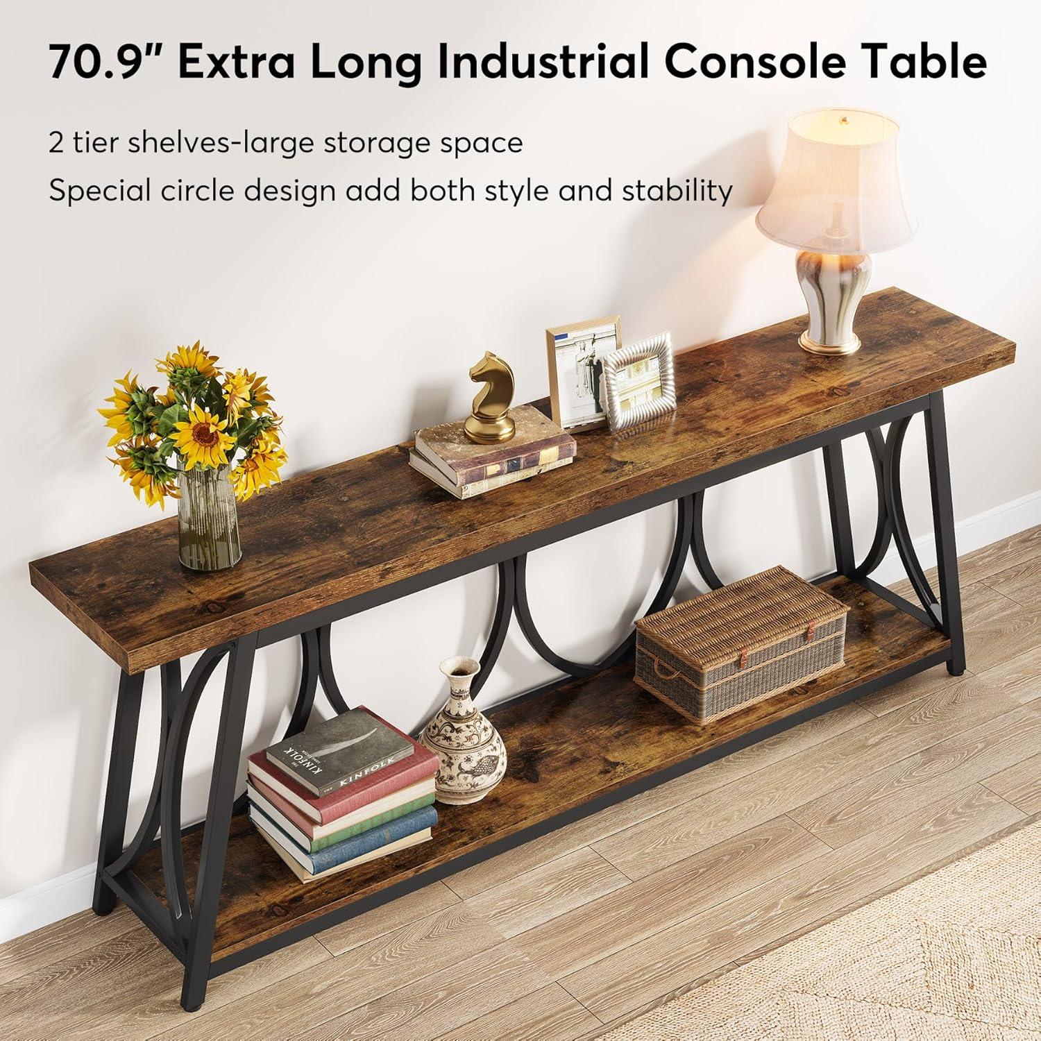 Tribesigns 70.9" Extra Long Console Sofa Table with 2 Tier Storage Shelf