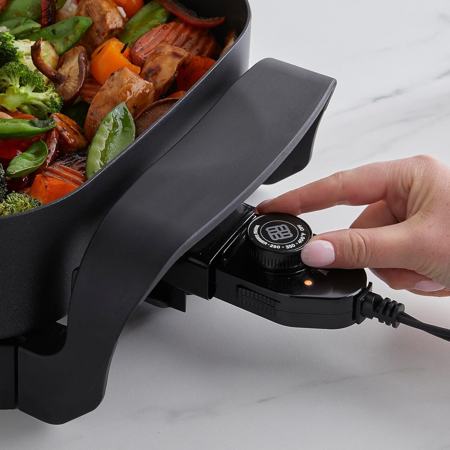 Black Diamond Shield Non-Stick Electric Skillet with Glass Lid