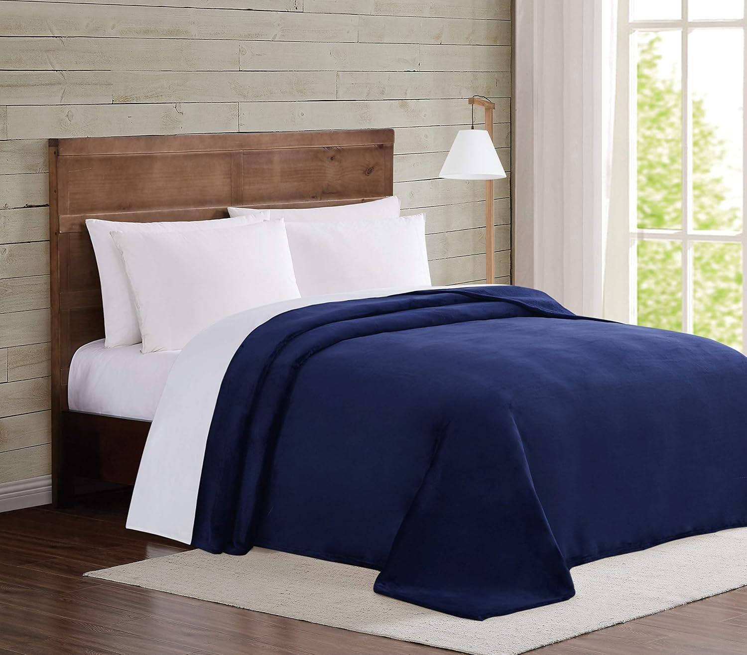 Navy Velvet Plush Full/Queen Blanket