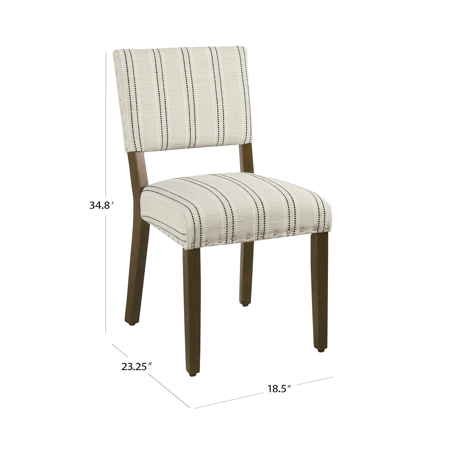Set of 2 Stripe Dining Chairs Black/White - HomePop: Nailhead Trim, Rubberwood Legs, Polyester Upholstery