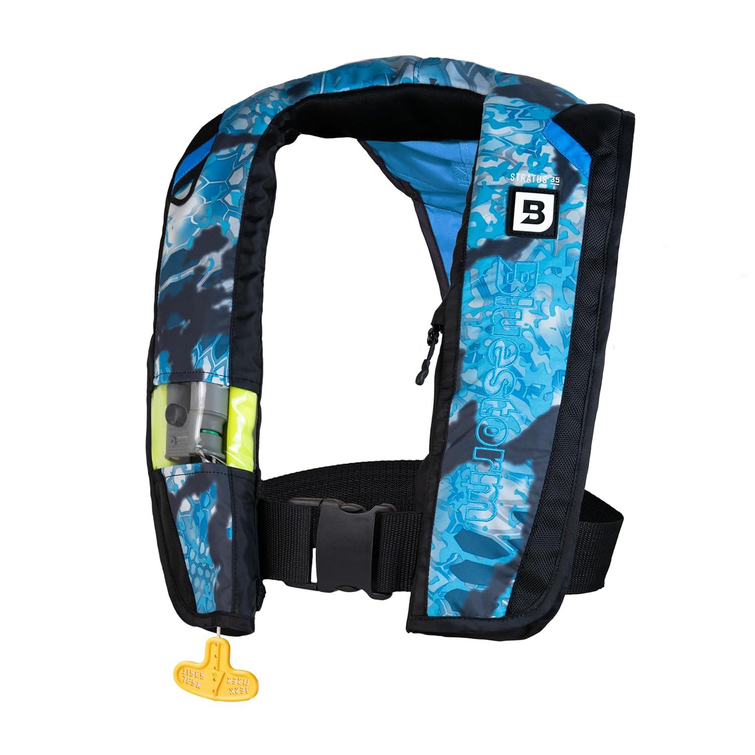 Bluestorm Stratus 35 Inflatable Life Jacket USCG Type 2 PFD, Kryptek LITUS