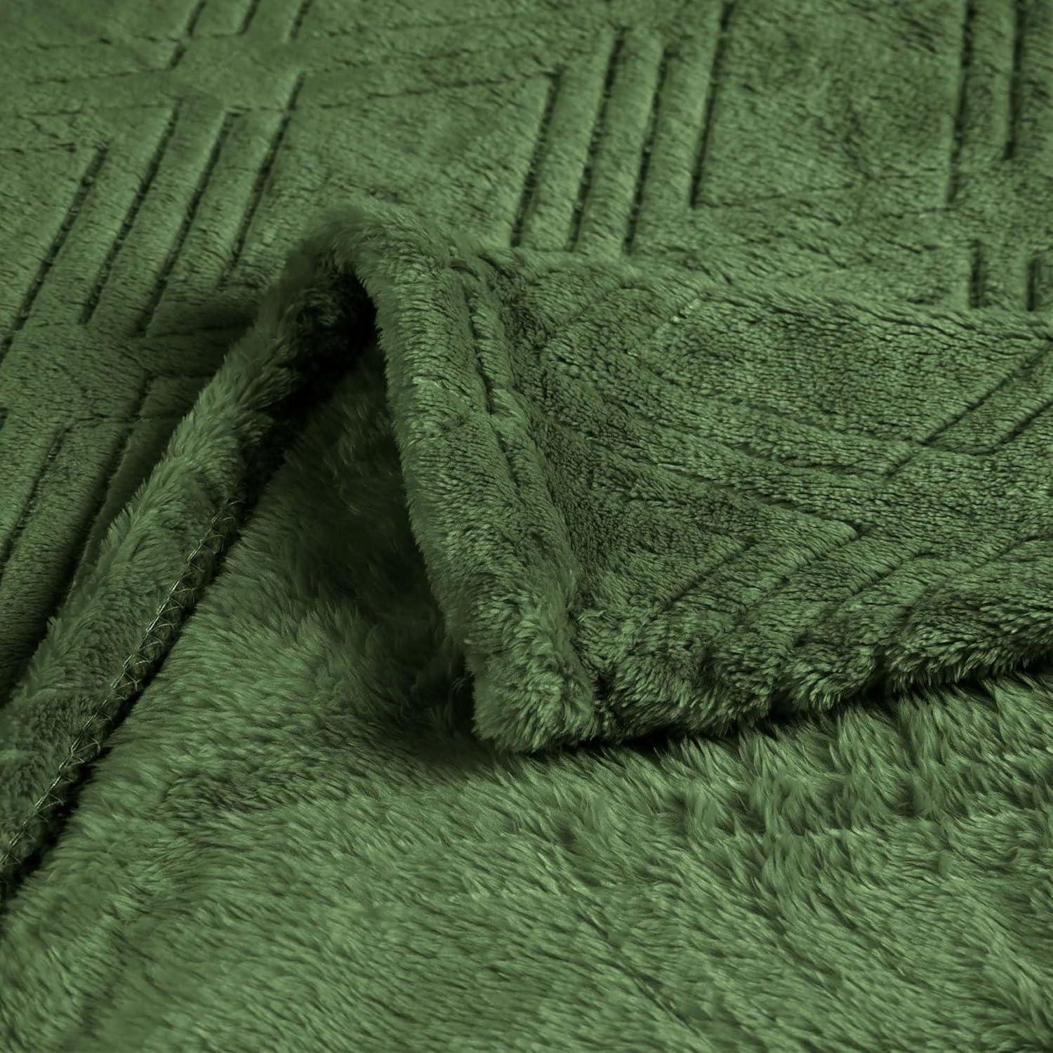 King Green Diamond Pattern Fleece Faux Fur Blanket