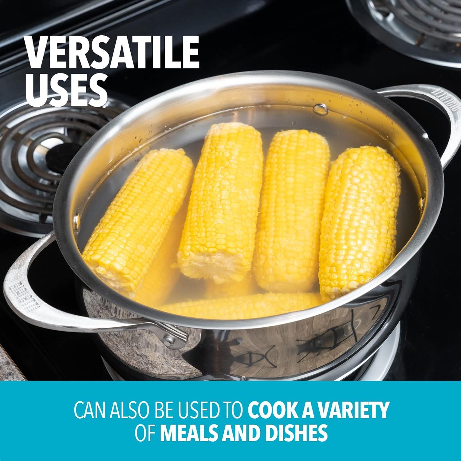 Bialetti 6 Quart Nonstick Oval Pasta Pot with Strainer Lid, Stainless-Steel