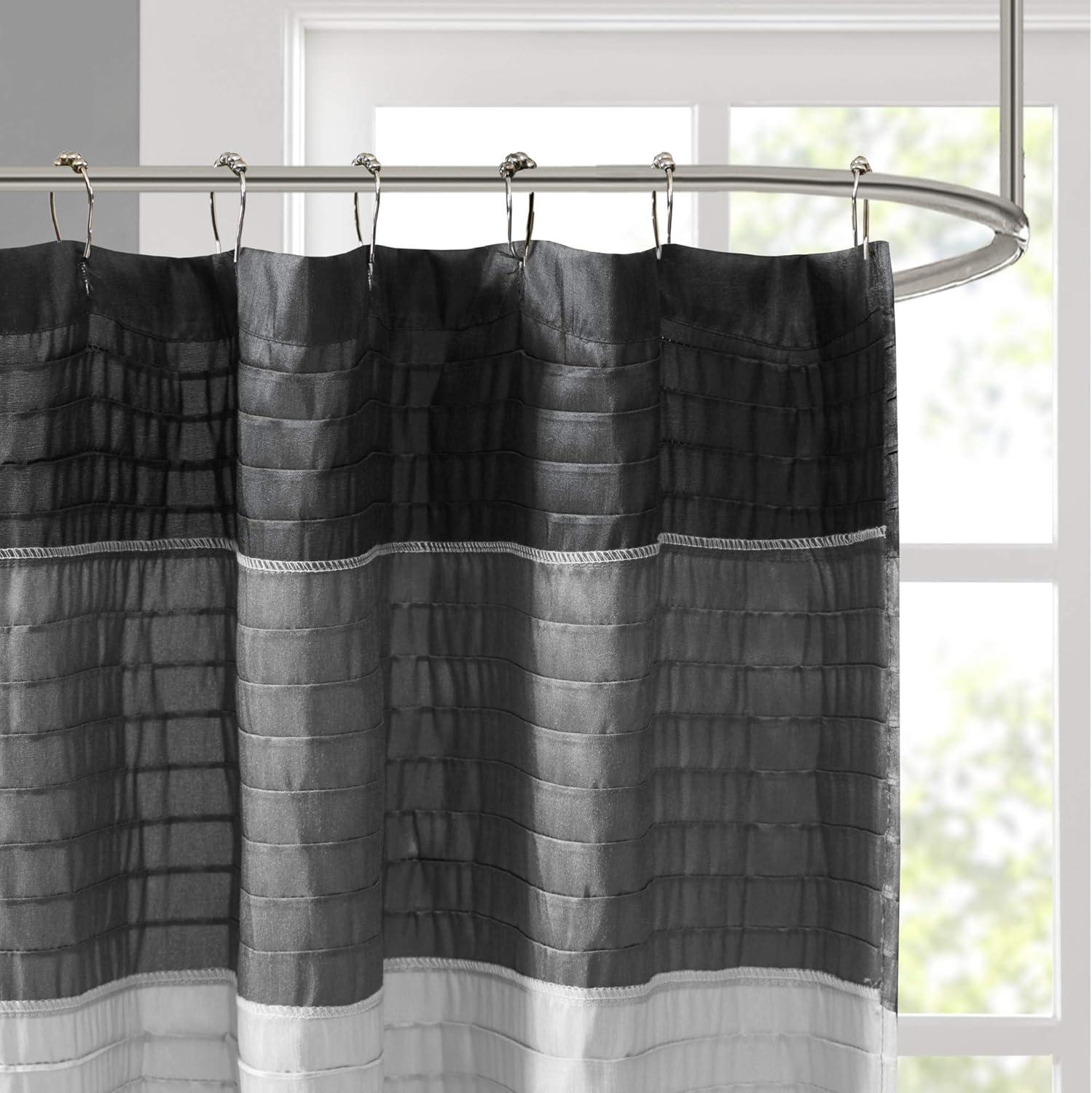 Amherst Striped Faux Silk Shower Curtain