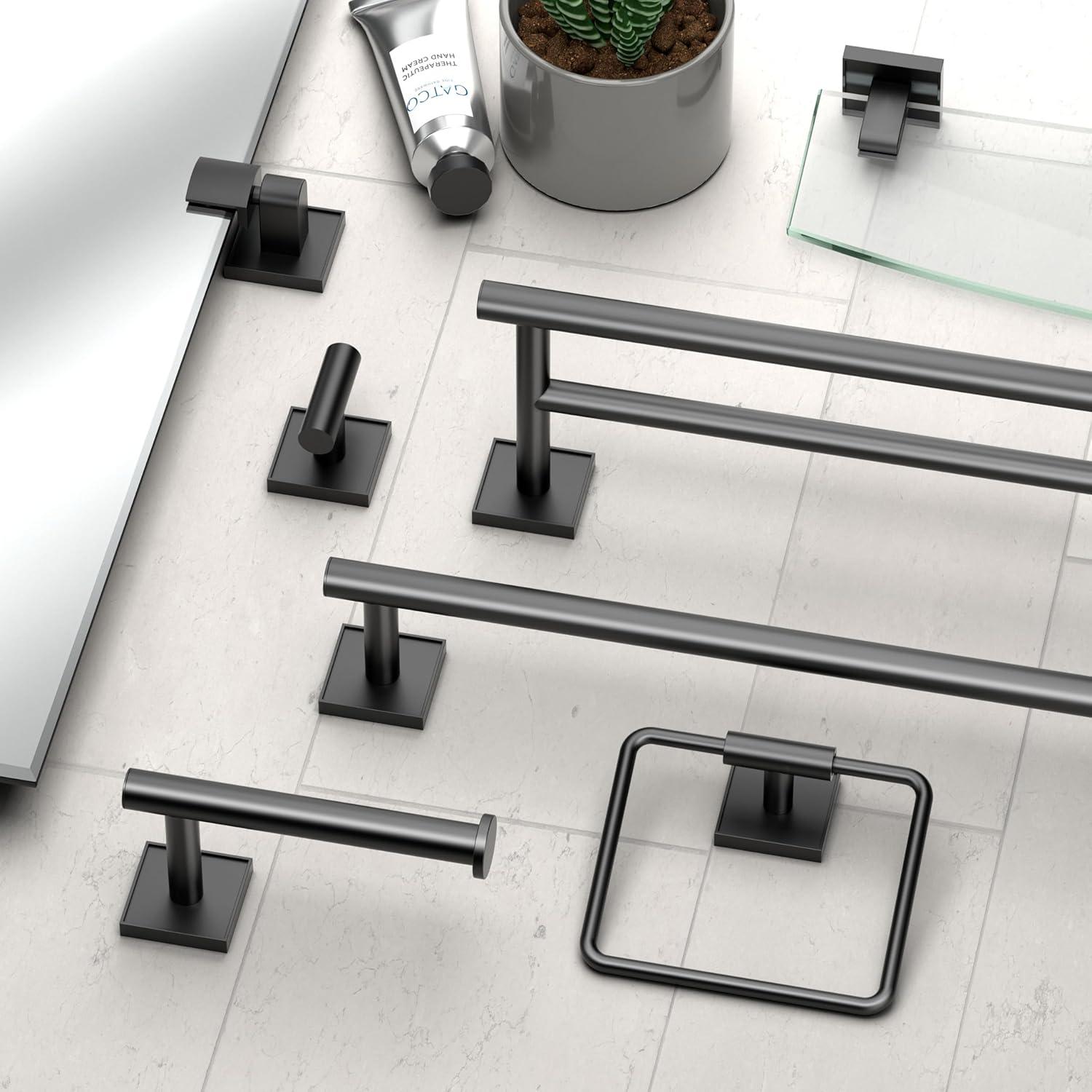 Gatco Mode Towel Ring | Wall Mounted 5.75" W Square Shape Towel Holder for Bathroom, Kitchen 5612MX