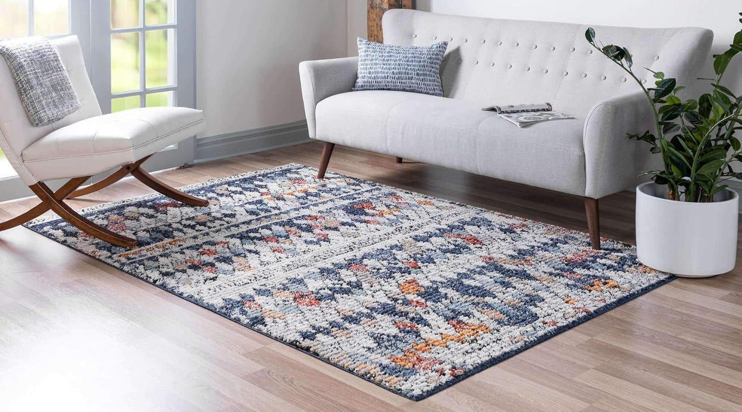 Rectangular Geometric Multi-Color Easy-Care Indoor Rug