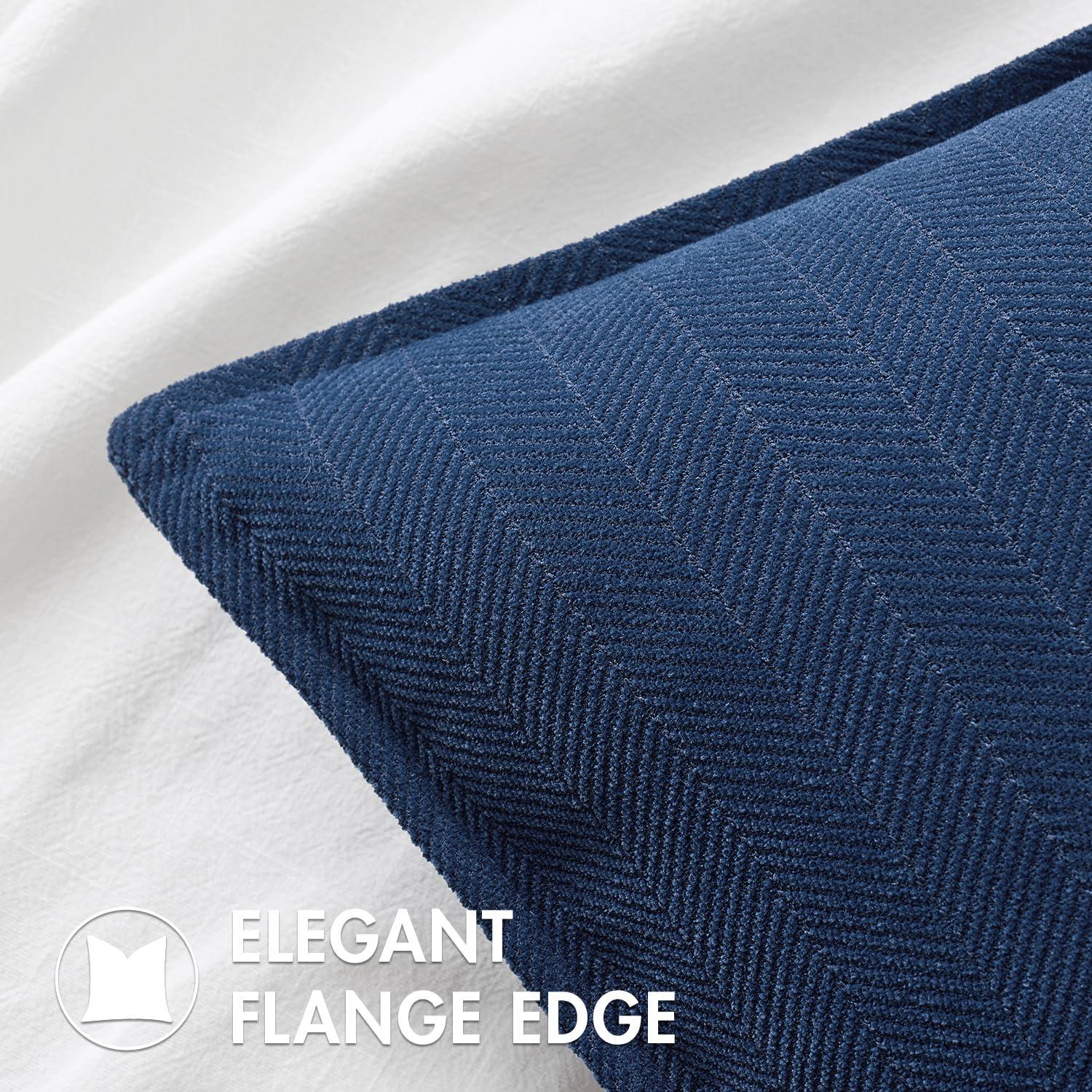 MIULEE Decorative Linen Pillow Covers 24x24 Inch Navy Blue ​Boho Farmhouse​ ​Neutral Couch Throw Pillows for Bed Pack of 2 Accent Outdoor Pillowcase Modern Sofa Cushion Livingroom Home Decor
