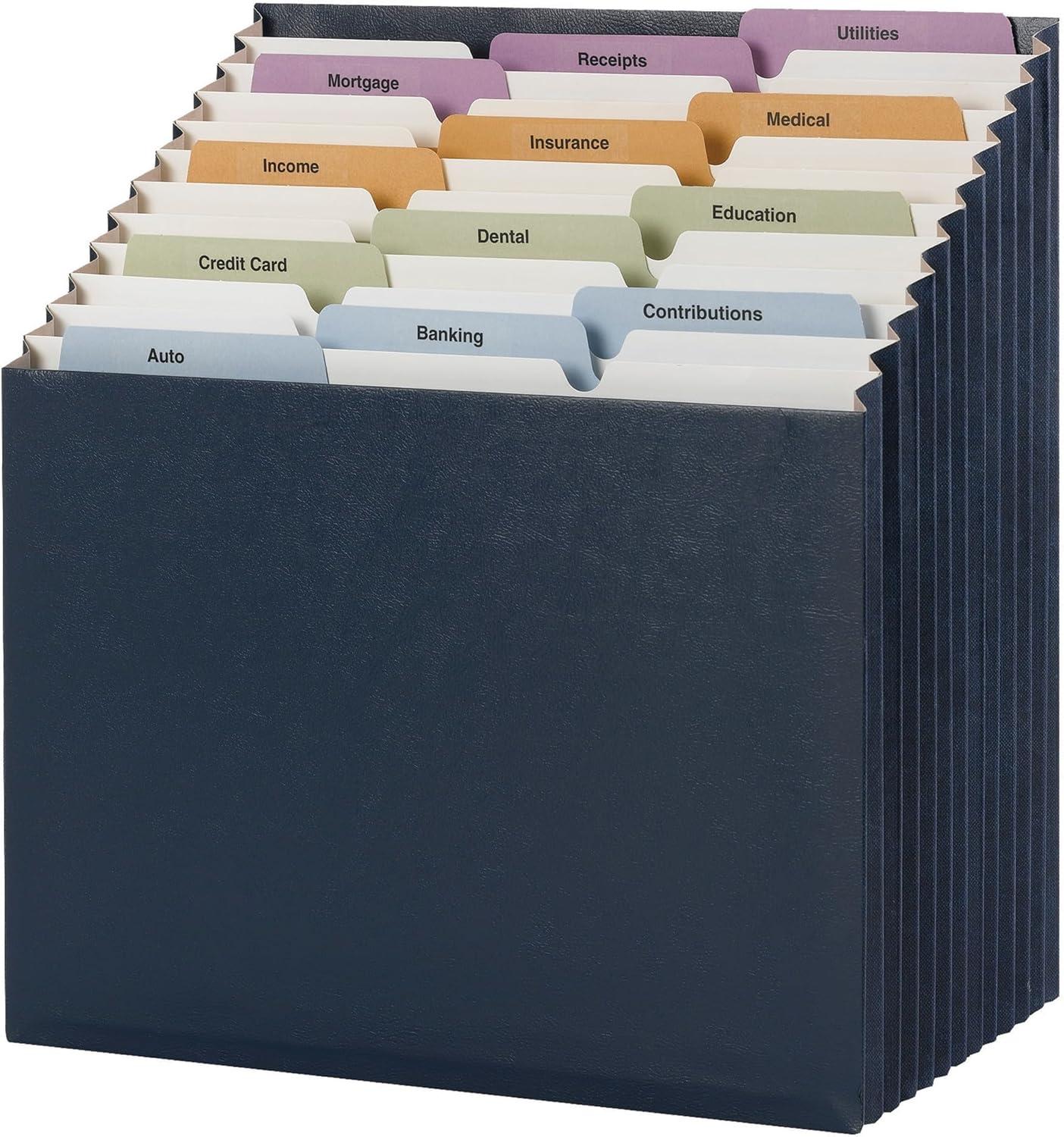 Smead Stadium® File, Alphabetic/ Monthly/ Daily, Household/ Blank Labels, 12 Pockets, Letter Size, Navy (70211)