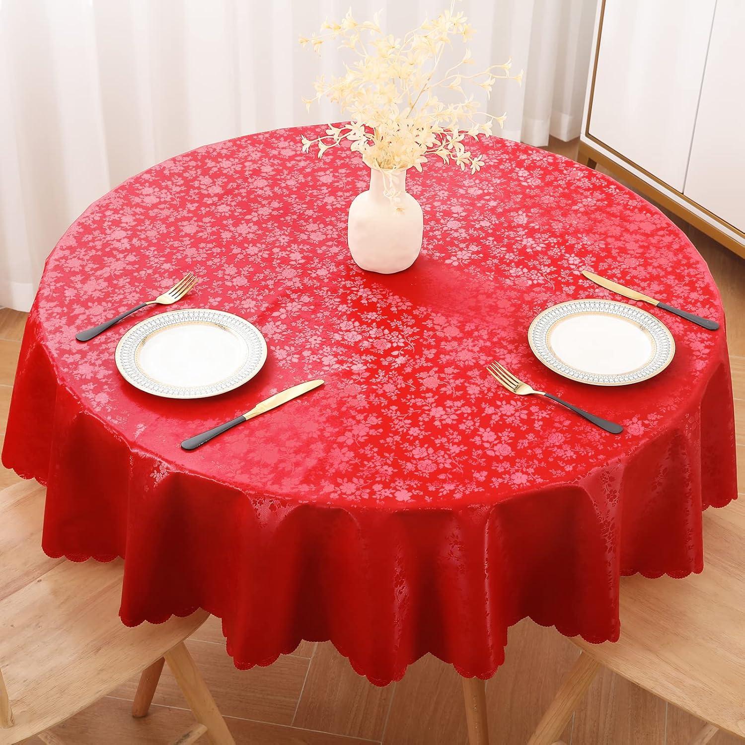 Collections Etc Fancy Scroll Scalloped Edge Festive Tablecloth