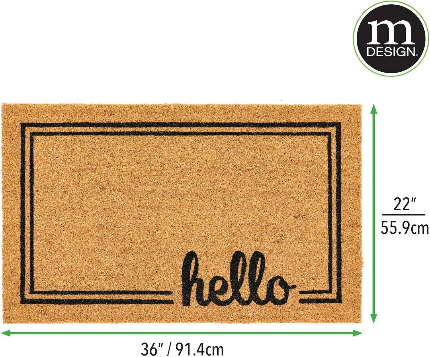 mDesign Welcome Entryway Doormat with Natural Fibers