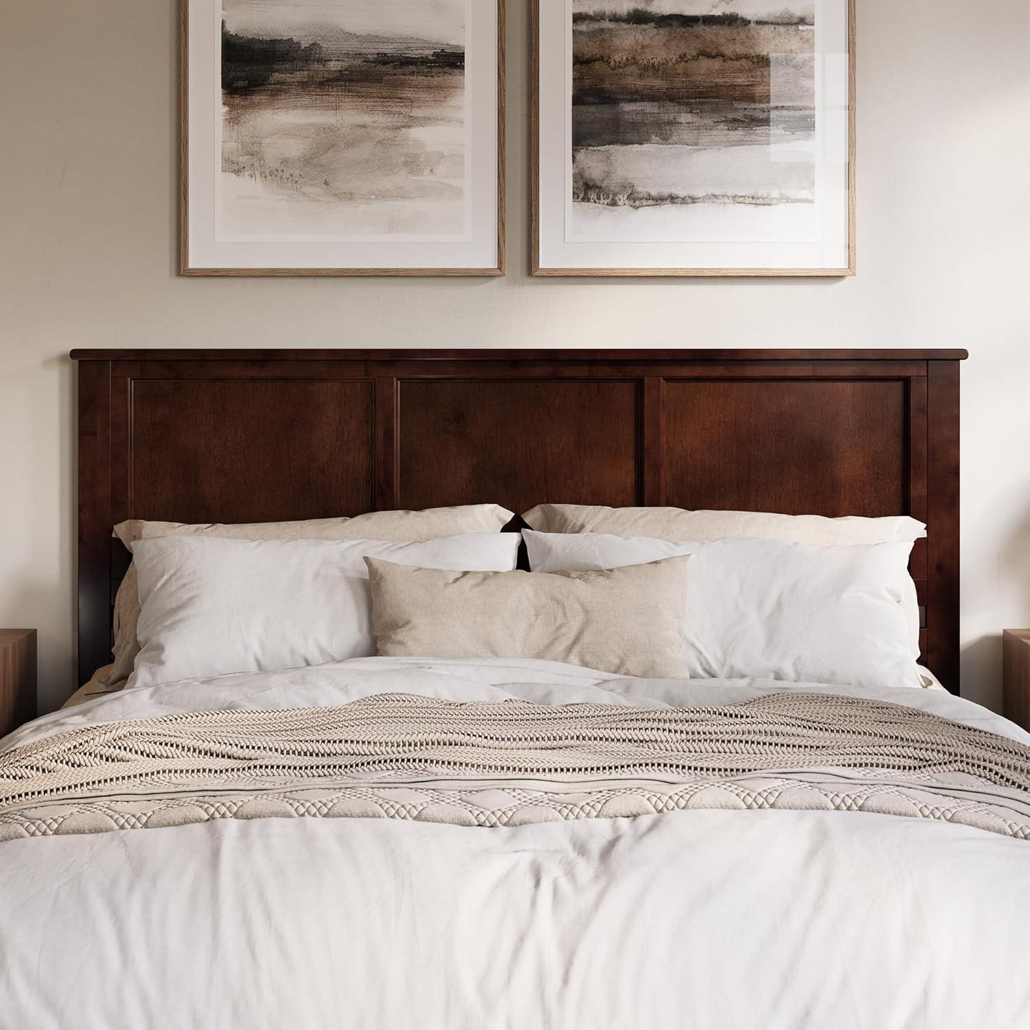 AFI Charlotte King Solid Wood Low Profile Platform Bed, Walnut