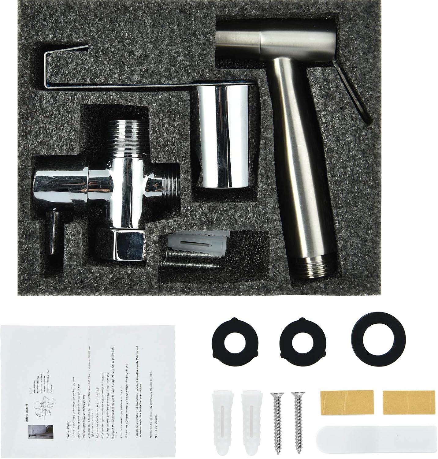 Bidet Sprayer for Toilet, Hand held Stainless Steel Toilet Bidet Sprayer Kit with Hose, Easy Install Bidet Attachment for Toilet, Bidet Sprayer for Personal Hygiene, Toilet Clean, Baby Diaper Cloth