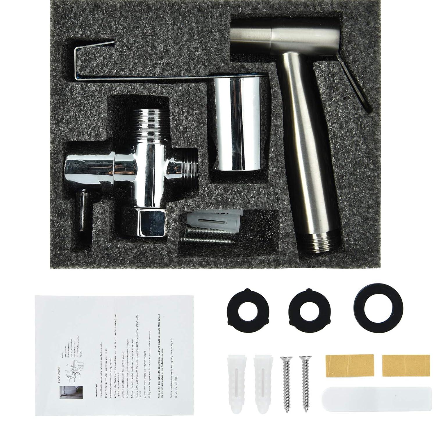 Stainless Steel Bidet Sprayer Kit - Easy Install Toilet Bidet Attachment for Personal Hygiene and Cleaning