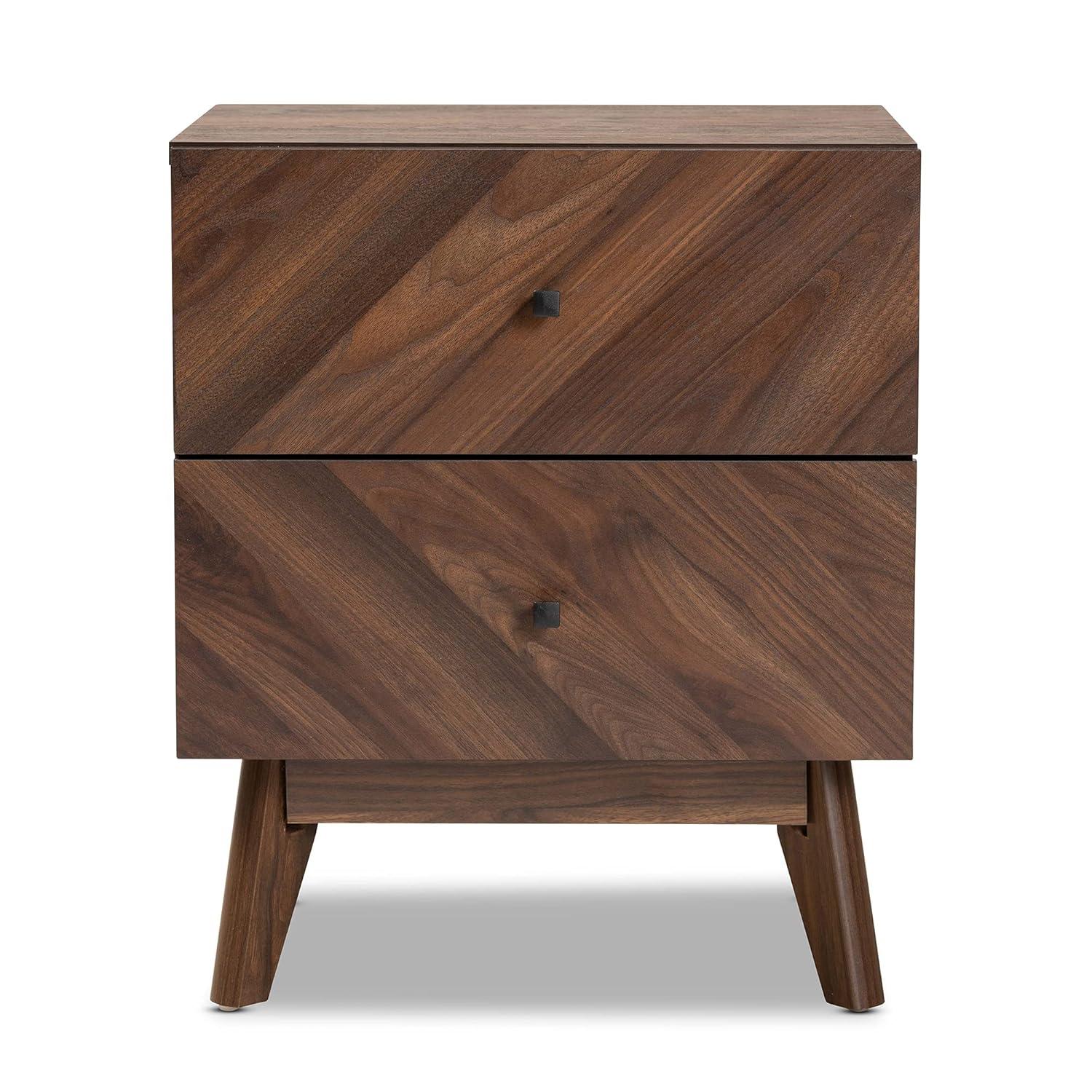 George Oliver Wisp Dark Brown Finish 2-Drawer Nightstand With Wooden Knob, 22.49" H X 18.78" W X 16.03" D