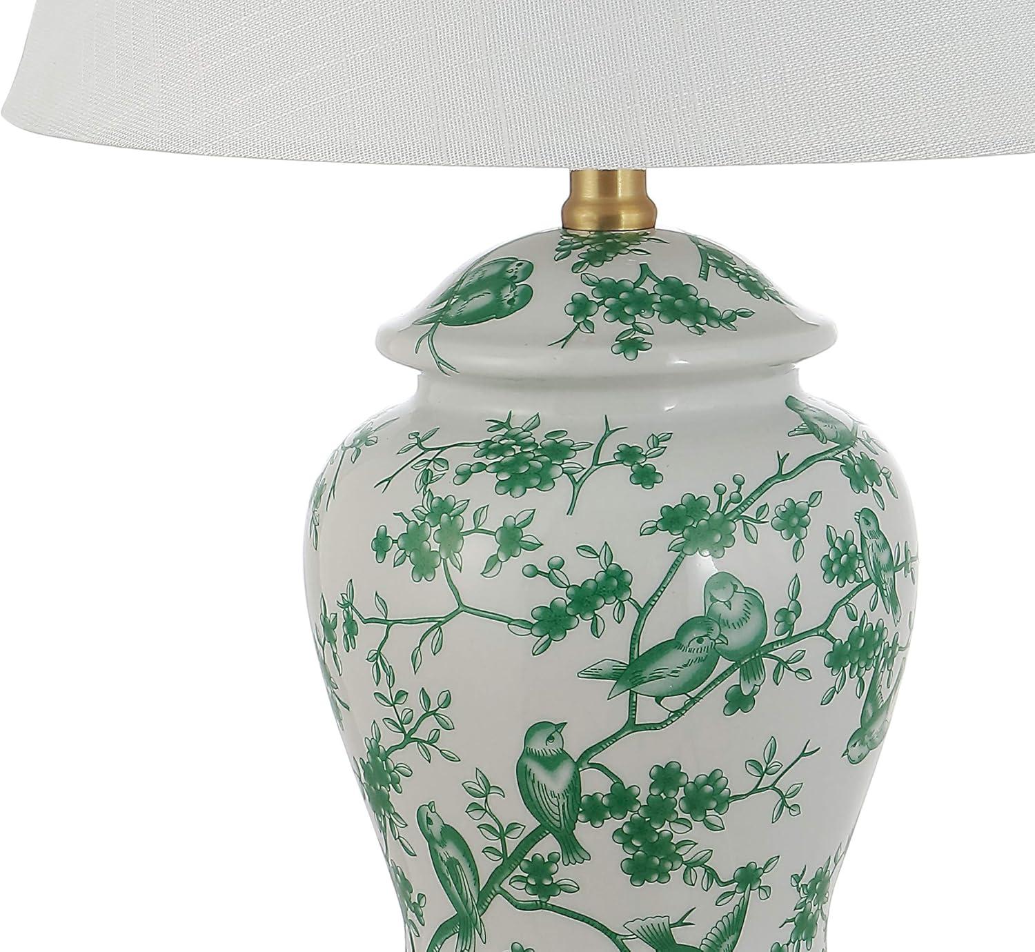 Penelope 22" Chinoiserie Classic LED Table Lamp, Green/White