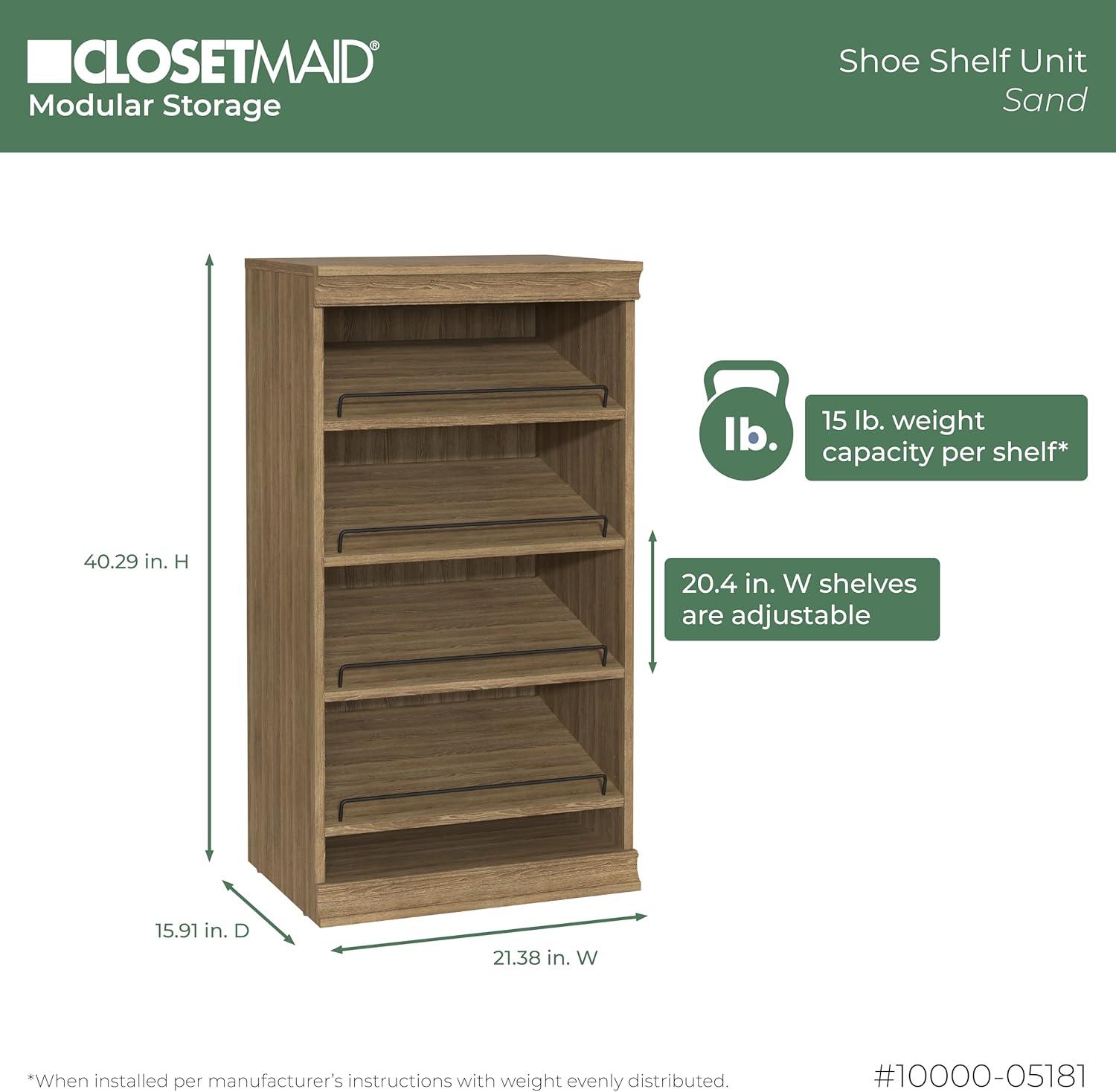 Modular Storage 21.38" W Shoe Shelf Unit with 4 Shelves