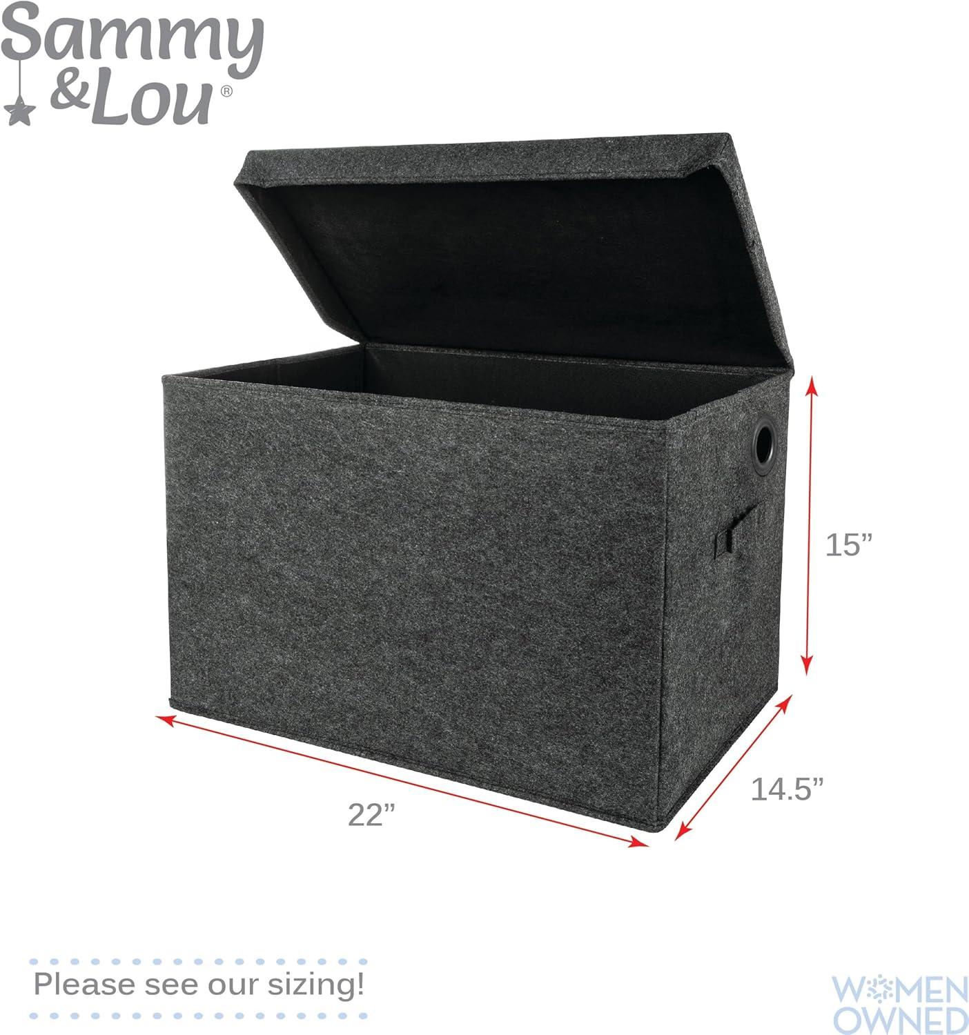 Sammy & Lou Kids' Felt Toy Chest, Toy Storage Box, Charcoal Gray