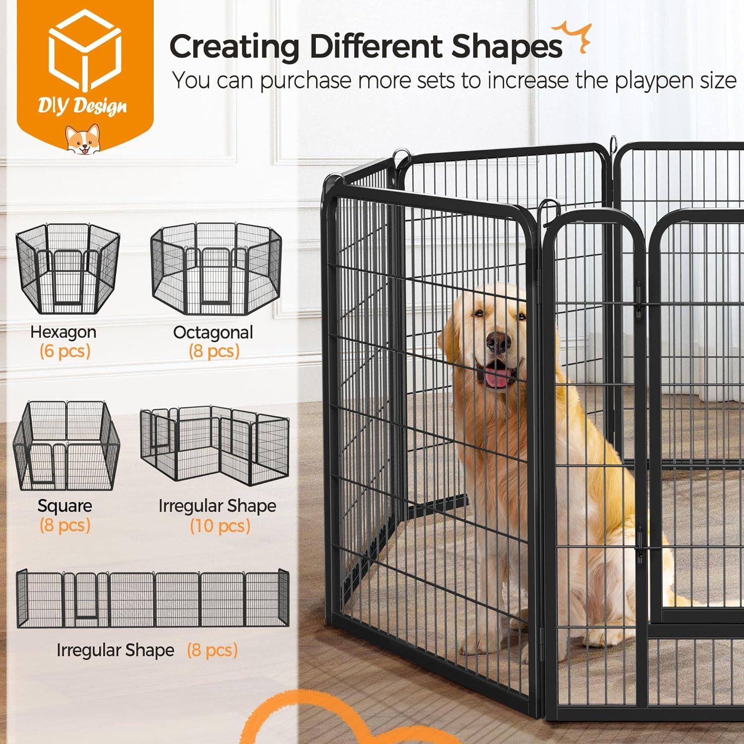 Portable Outdoor Dog Playpen - 40" Height, Heavy Duty, 8 Panels