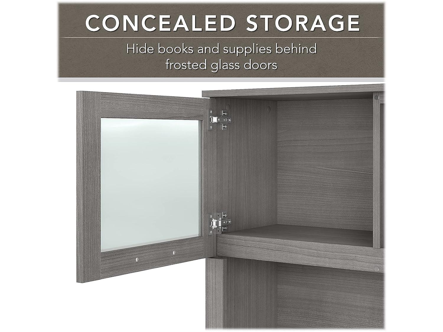 Somerset 72W Sit to Stand L Desk with Hutch in Platinum Gray - Engineered Wood