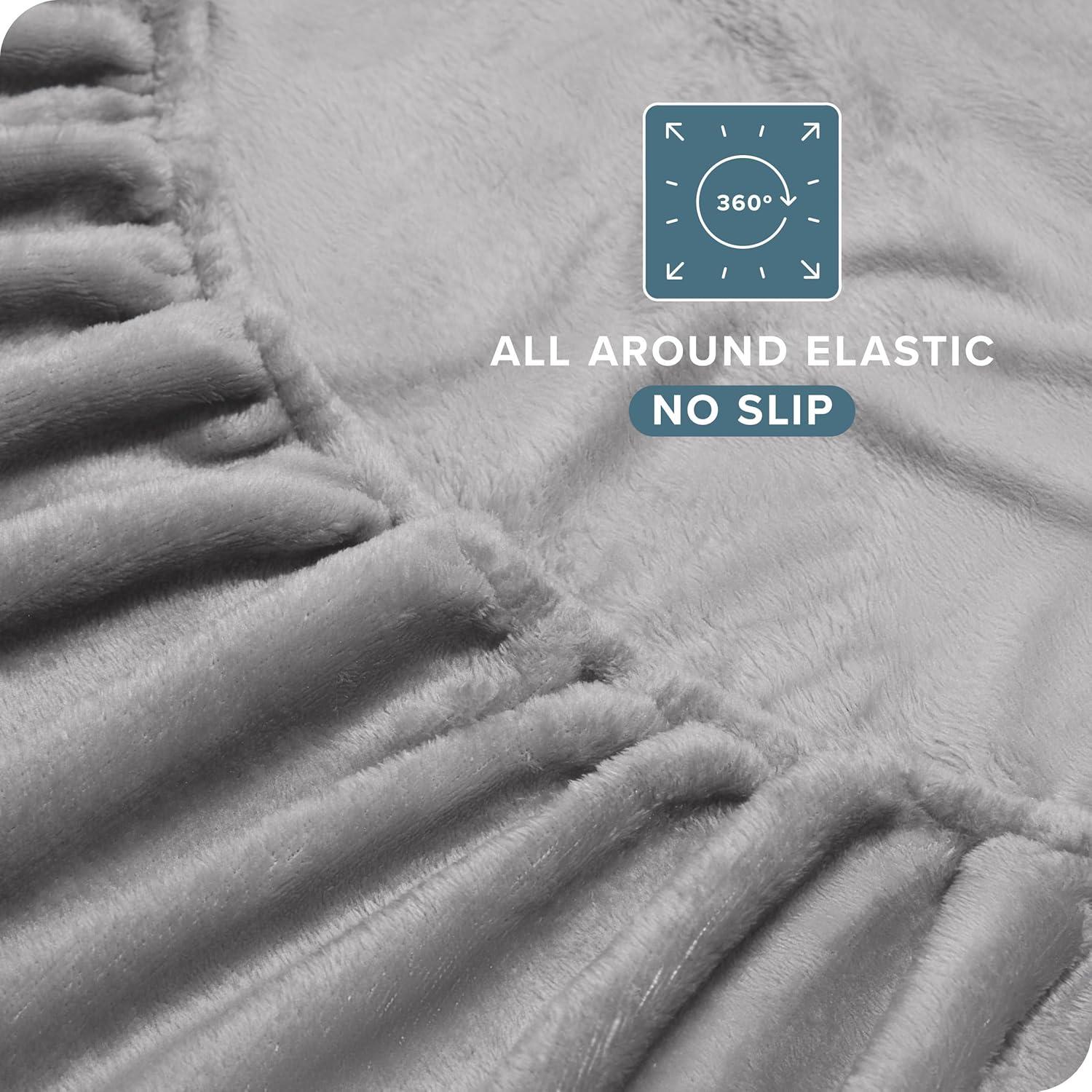 Velvety Soft Microplush Fleece Light Grey Twin XL Sheet Set by Bare Home