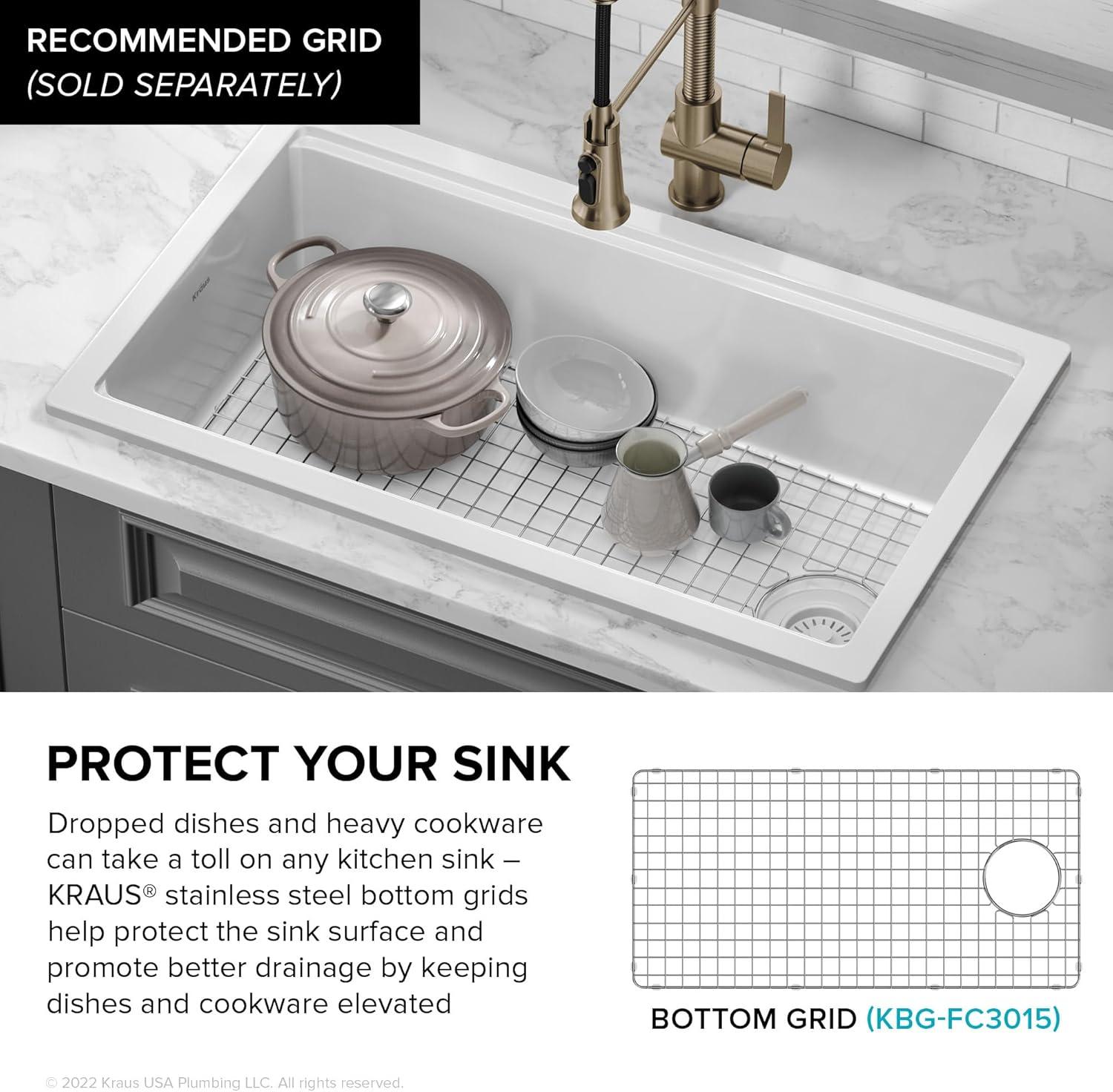 KRAUS Turino™ 33" L Farmhouse Reversible Apron Front Fireclay Single Bowl Kitchen Sink