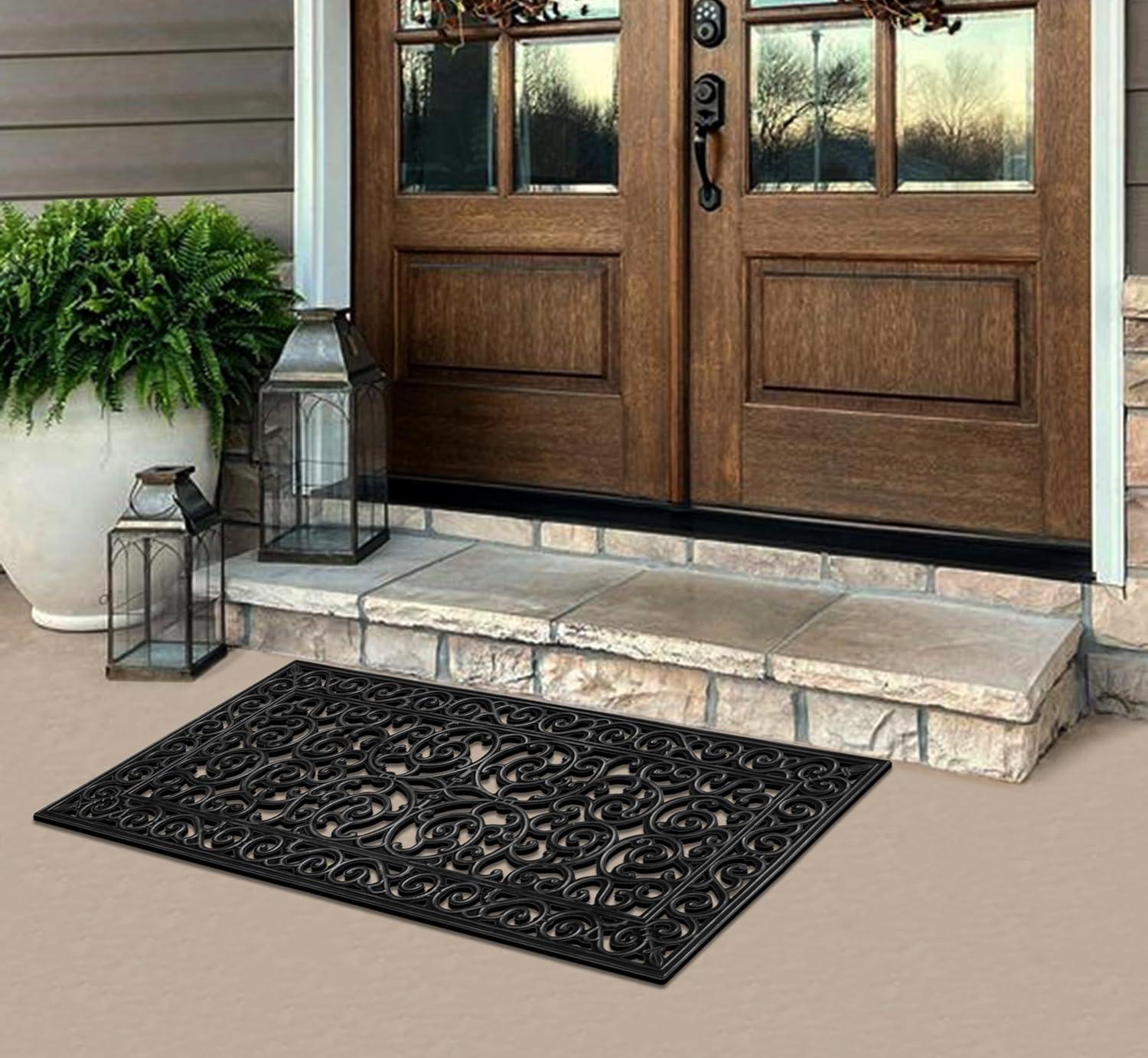 A1HC Extra Large Outdoor Floor Mat, Natural Rubber, 24" X 48", Ideal for Outside entryway, Dirt Shoe Scraper, Door mat for Indoor Outdoor, Mats for Entry, Patio, Busy Areas