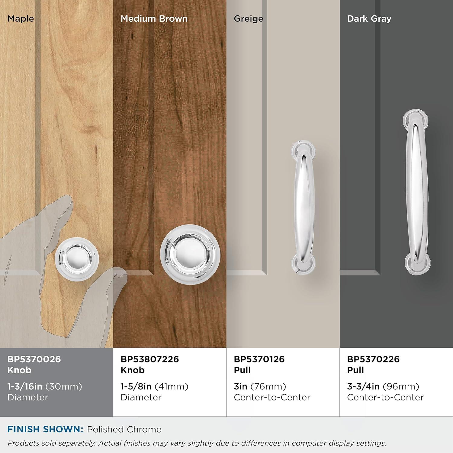 Kane 1-3/16 inch (30mm) Diameter Polished Chrome Cabinet Knob