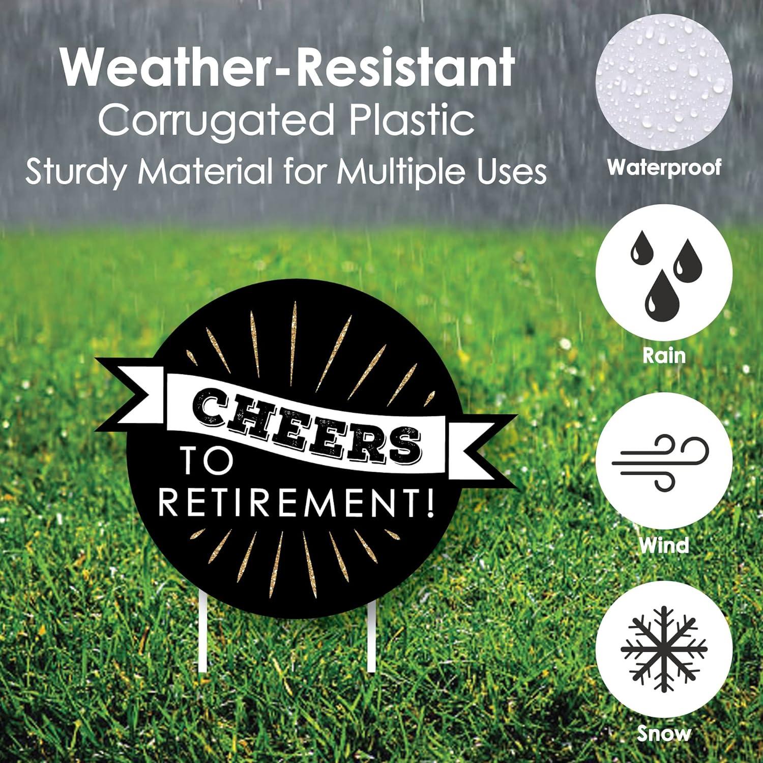 Big Dot of Happiness Happy Retirement - Lawn Decorations - Outdoor Retirement Party Yard Decorations - 10 Piece