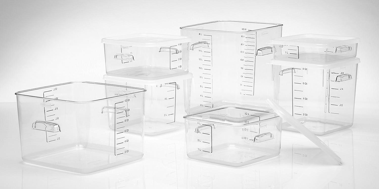 SpaceSaver Square Containers, 22 qt, 10 1/2 x 11.3 x 14.4 in, Clear