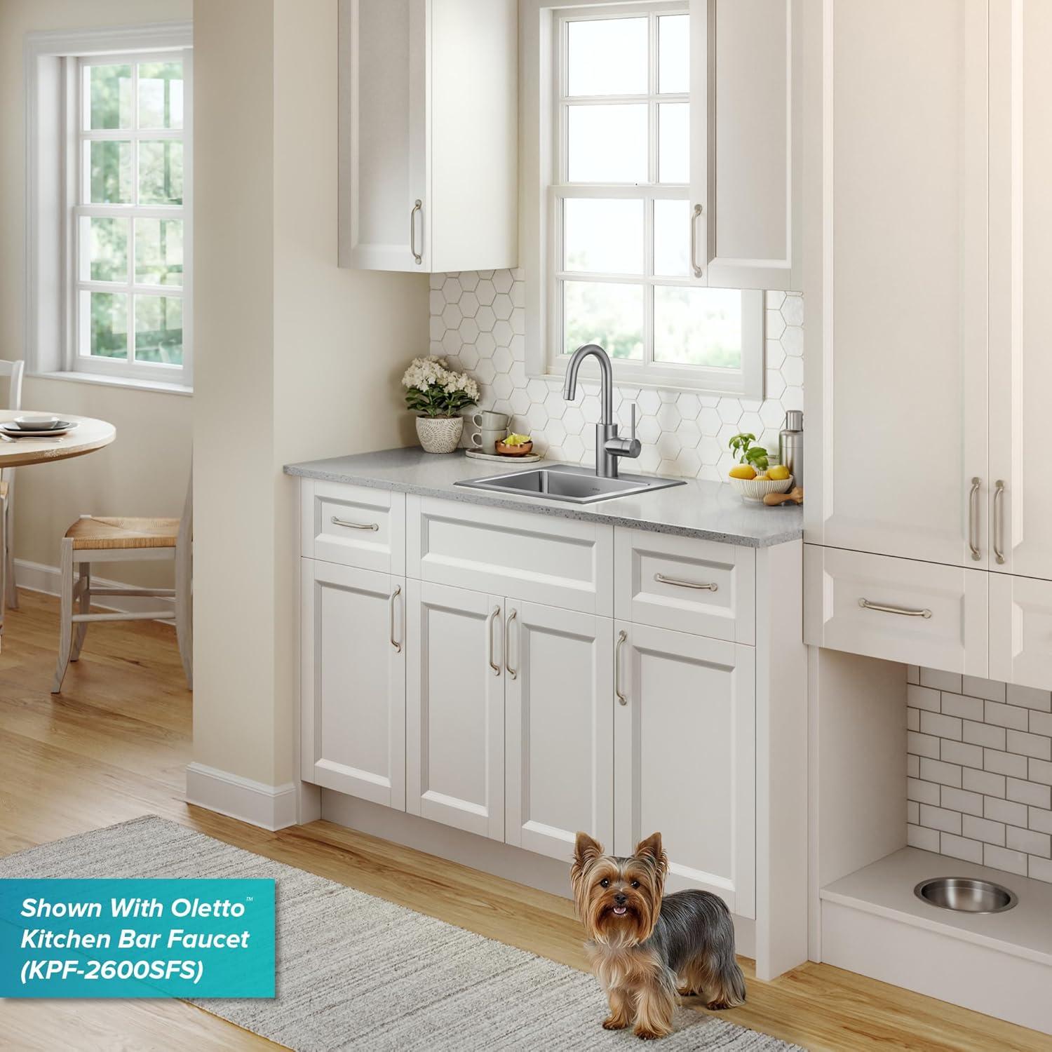 KRAUS Fairlane Single Bowl Gauge Stainless Steel Kitchen Bar Sink