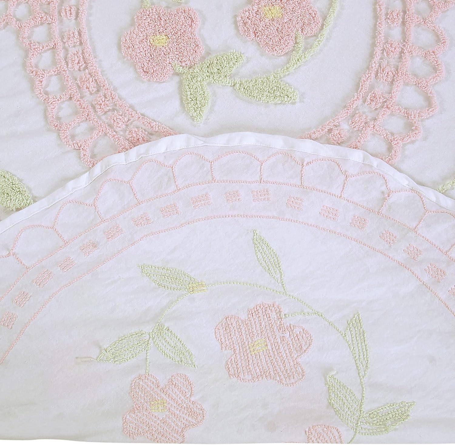 Better Trends Bloomfield 100% Cotton Chenille Coverlet/Bedspread Machine Washable Ultra Soft Floral Pattern All Season Bedding