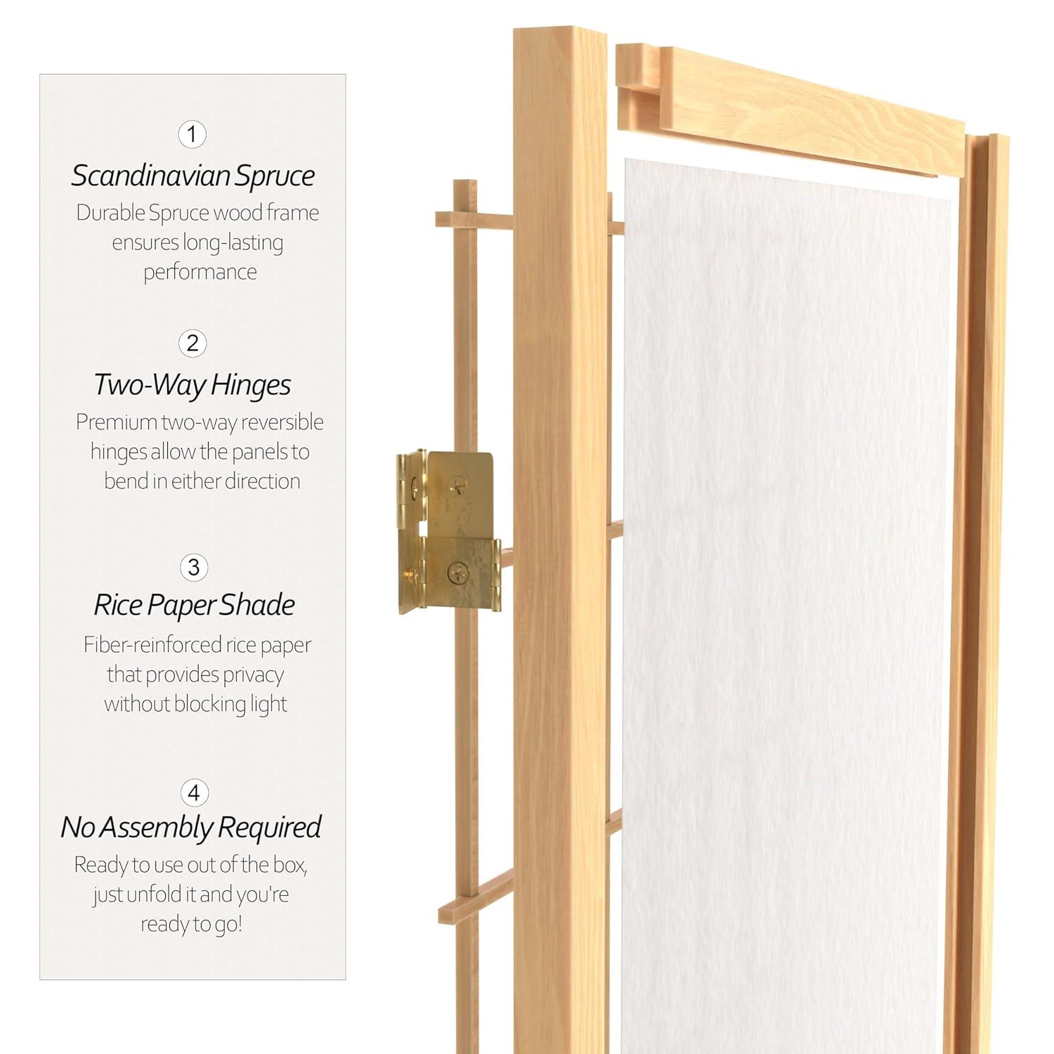 4 ft. Tall Window Pane Shoji Screen - Natural (4 Panels)